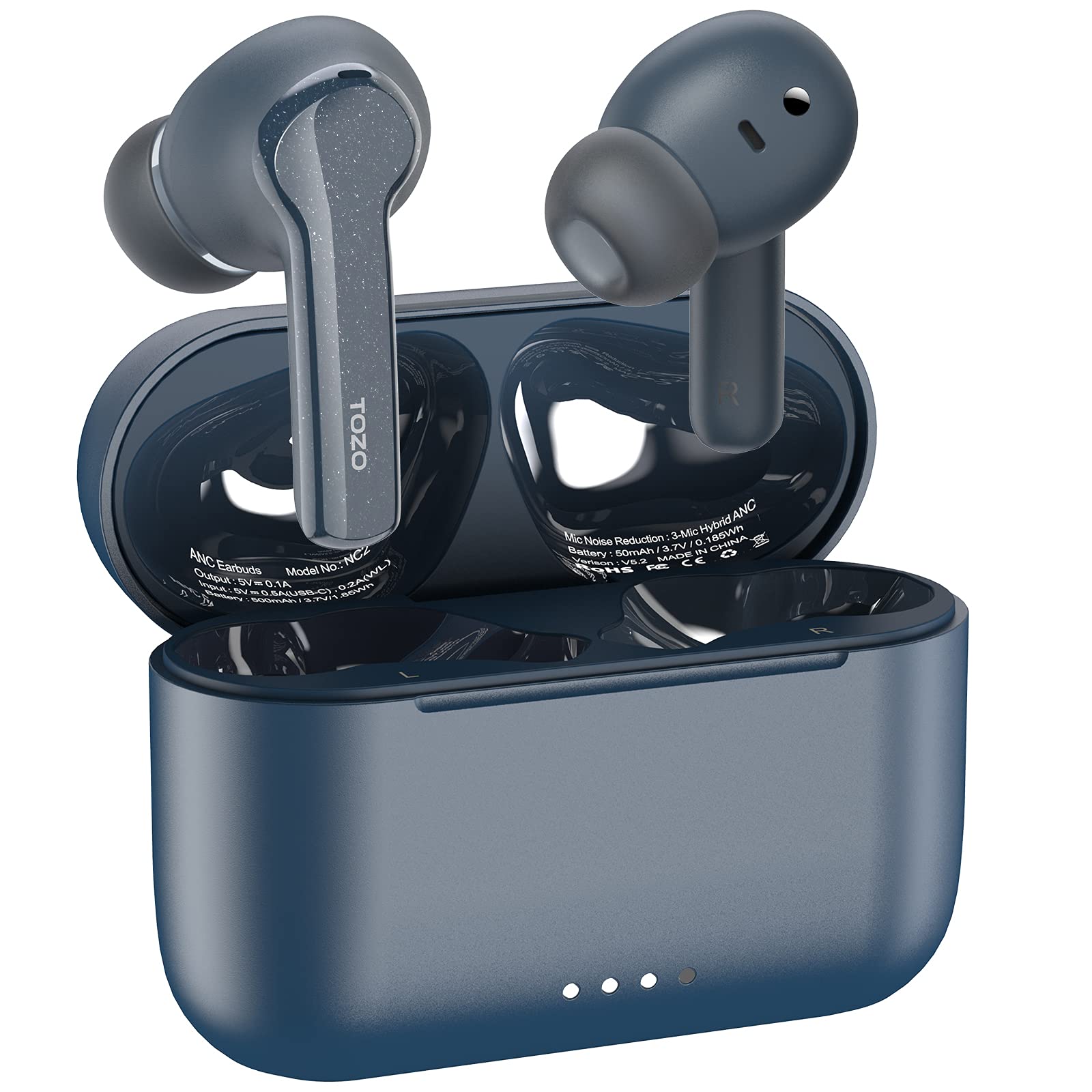 TOZO NC2 Hybrid Active Noise Cancelling Wireless Earbuds with Bluetooth 5.2, IPX6 Waterproof, In-Ear Detection & Deep Bass - Perfect for Workouts, Commuting & Travel