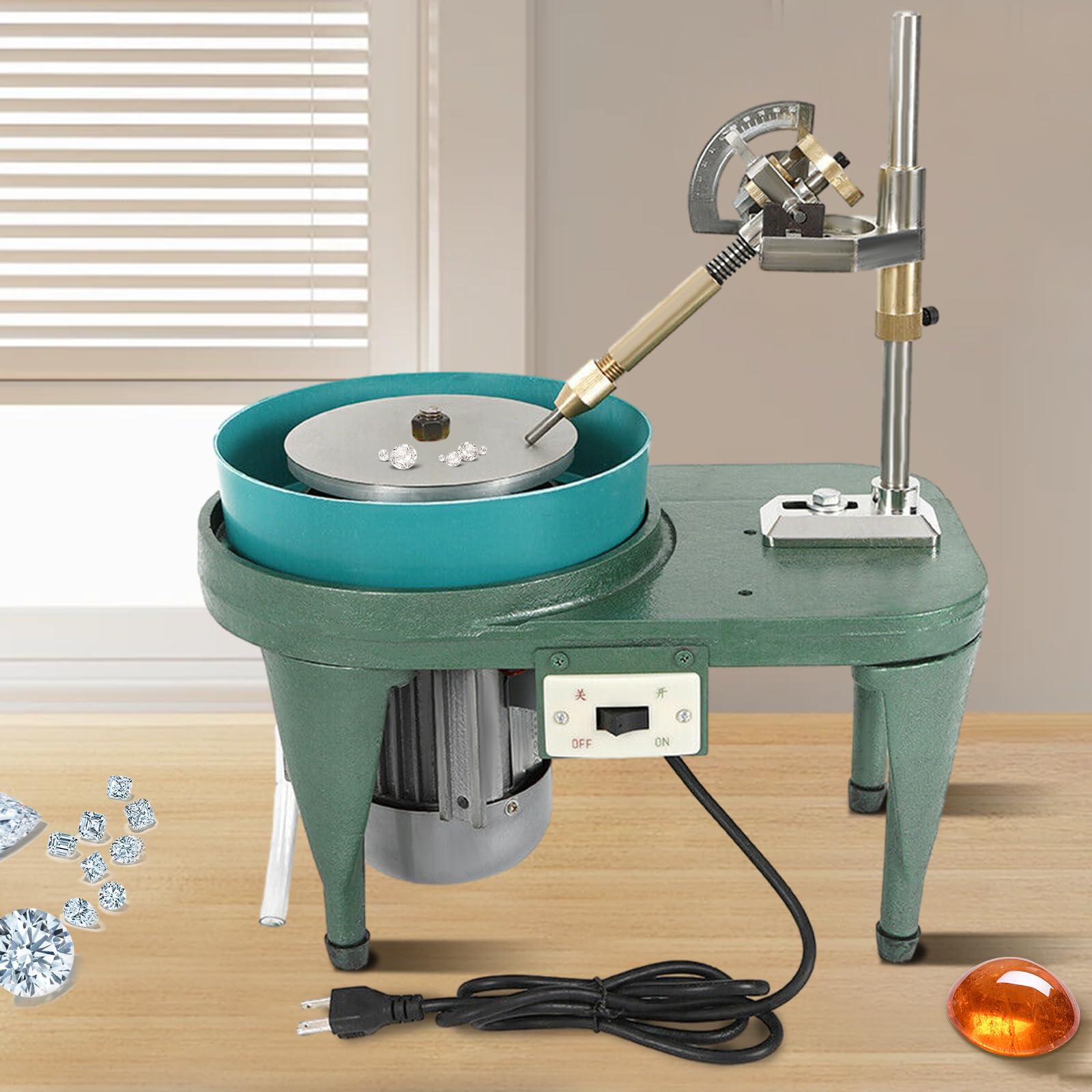 Professional Gem Faceting Machine - 180W 110V Jewelry Polisher with Angle Adjustment & Faceted Manipulator for Jade, Gemstones & Crystal Grinding | Perfect for Jewelry Making, Lapidary & DIY Crafting