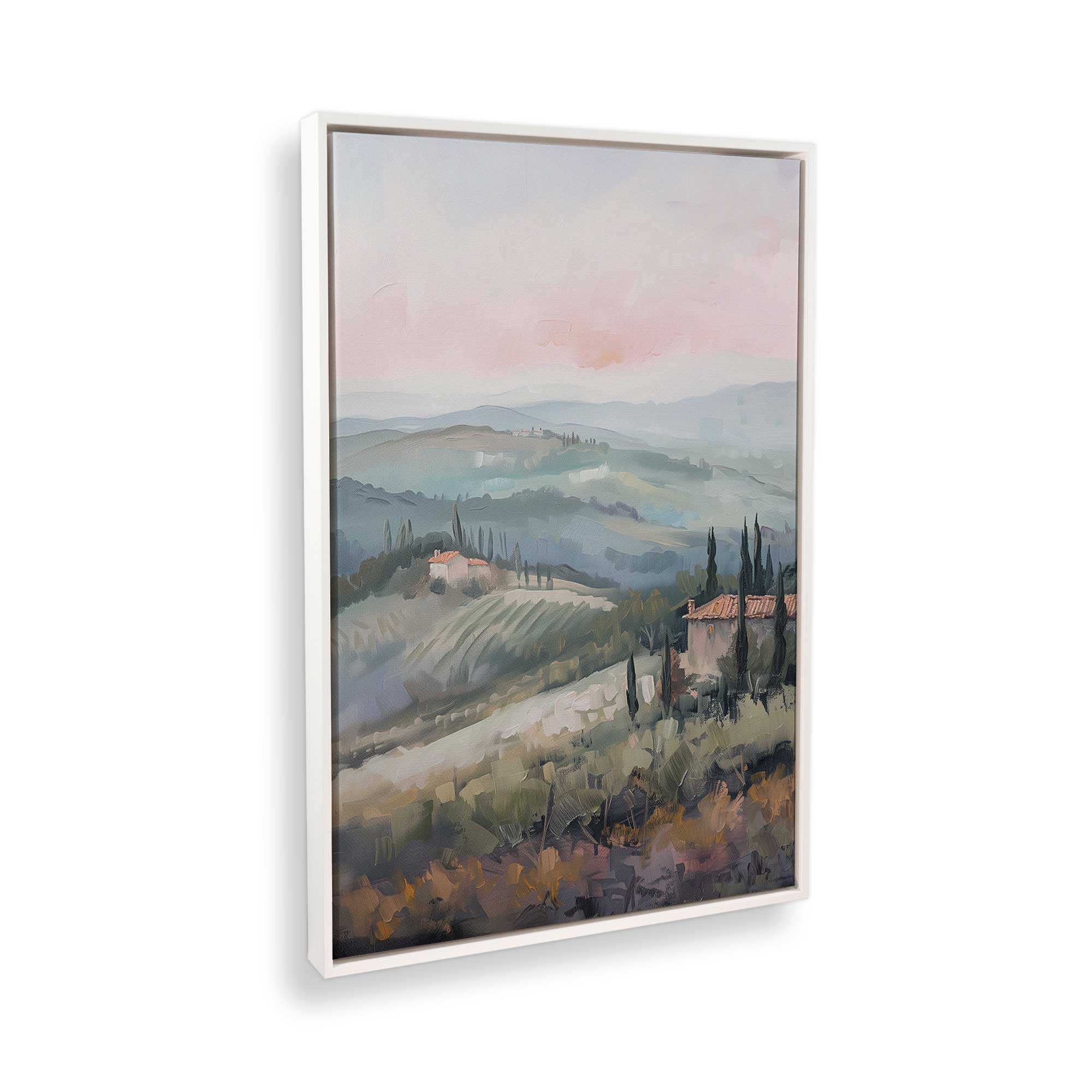 Tuscany Sunset Landscape Canvas Print - Dusk's Glow v2 Wall Art for Living Room, Bedroom & Office Decor