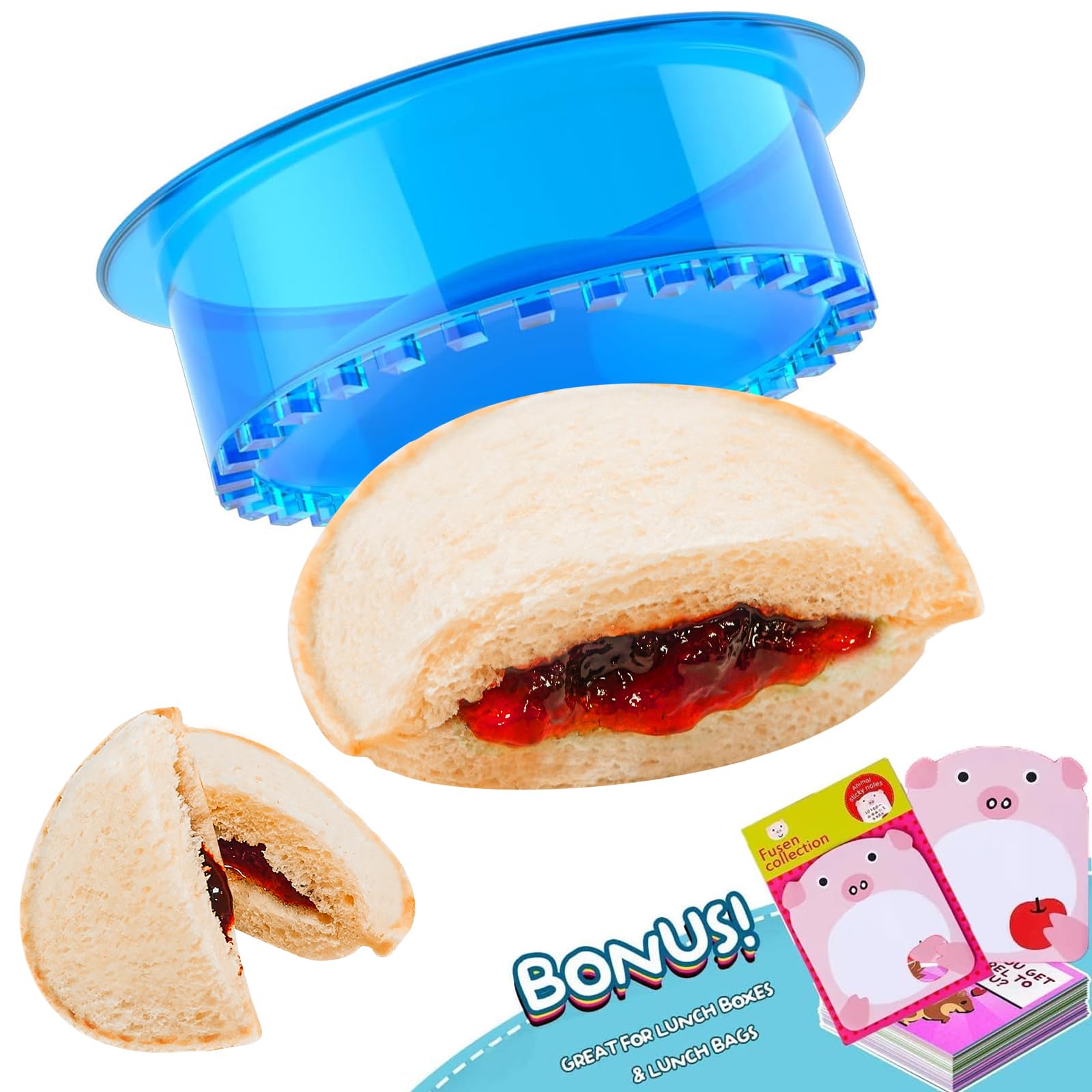 HiYZ 5-Piece Sandwich Cutter and Sealer Set - Stainless Steel Peanut Butter & Jelly Crustless Sandwich Maker, Pancake and Cookie Cutter for Kids - Perfect for School Lunches, Picnics, and Family Breakfasts