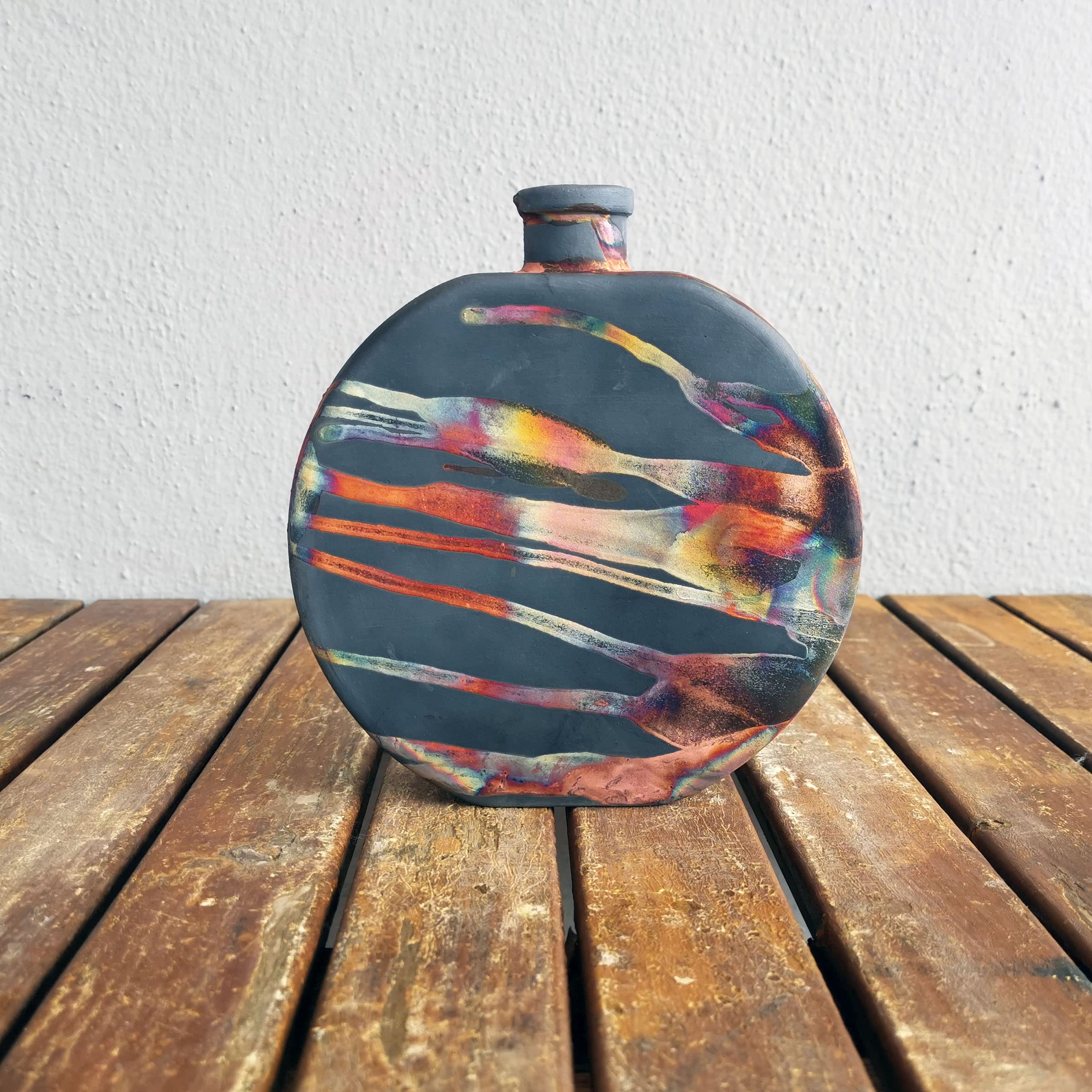Handmade Ceramic Raku Vase 6.1 Inch - Unique Boho Home Decor, Wedding Gift for Bridesmaid, Mother's Day Present, Housewarming Gift - Perfect for Living Room, Bedroom & Office Decoration