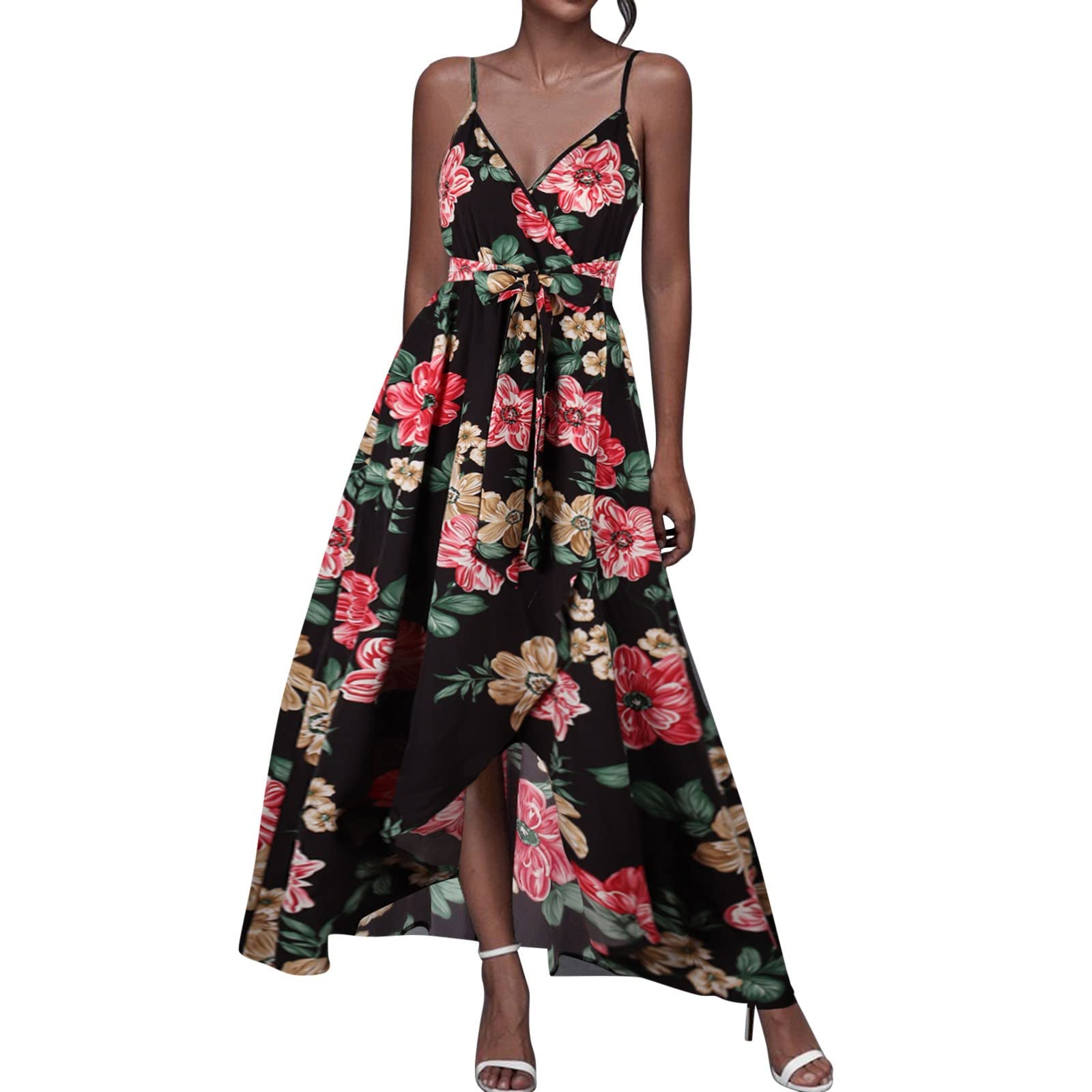 Women's Summer Casual Sleeveless Floral Print Dress - Sling Back Beach & Resort Wear for Vacation, Pool Party, and Outdoor Activities