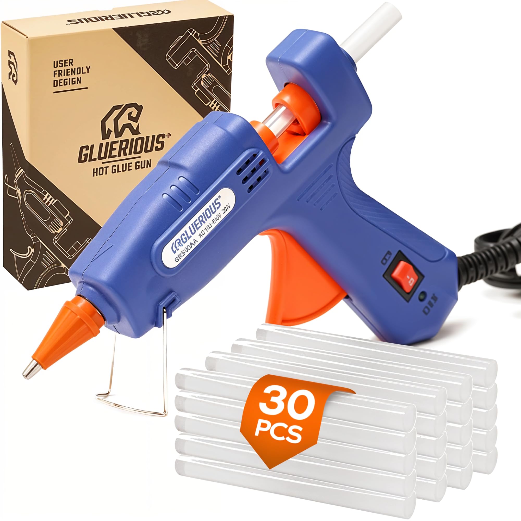 20W Mini Hot Glue Gun with 30 Glue Sticks - Perfect for DIY Crafts, School Projects, Home Repairs & Quick Fixes | Compact & Portable for Jewelry Making, Scrapbooking & Fabric Bonding | Blue Color
