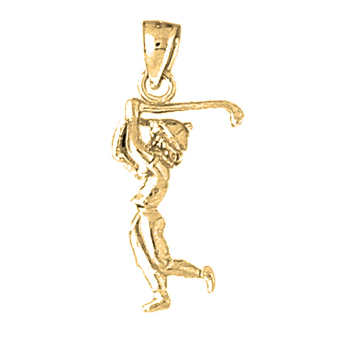 14K Yellow Gold Plated 925 Sterling Silver 3D Woman Golfer Pendant Necklace - Elegant Golf Jewelry Gift for Women, Perfect for Golf Tournaments & Special Occasions