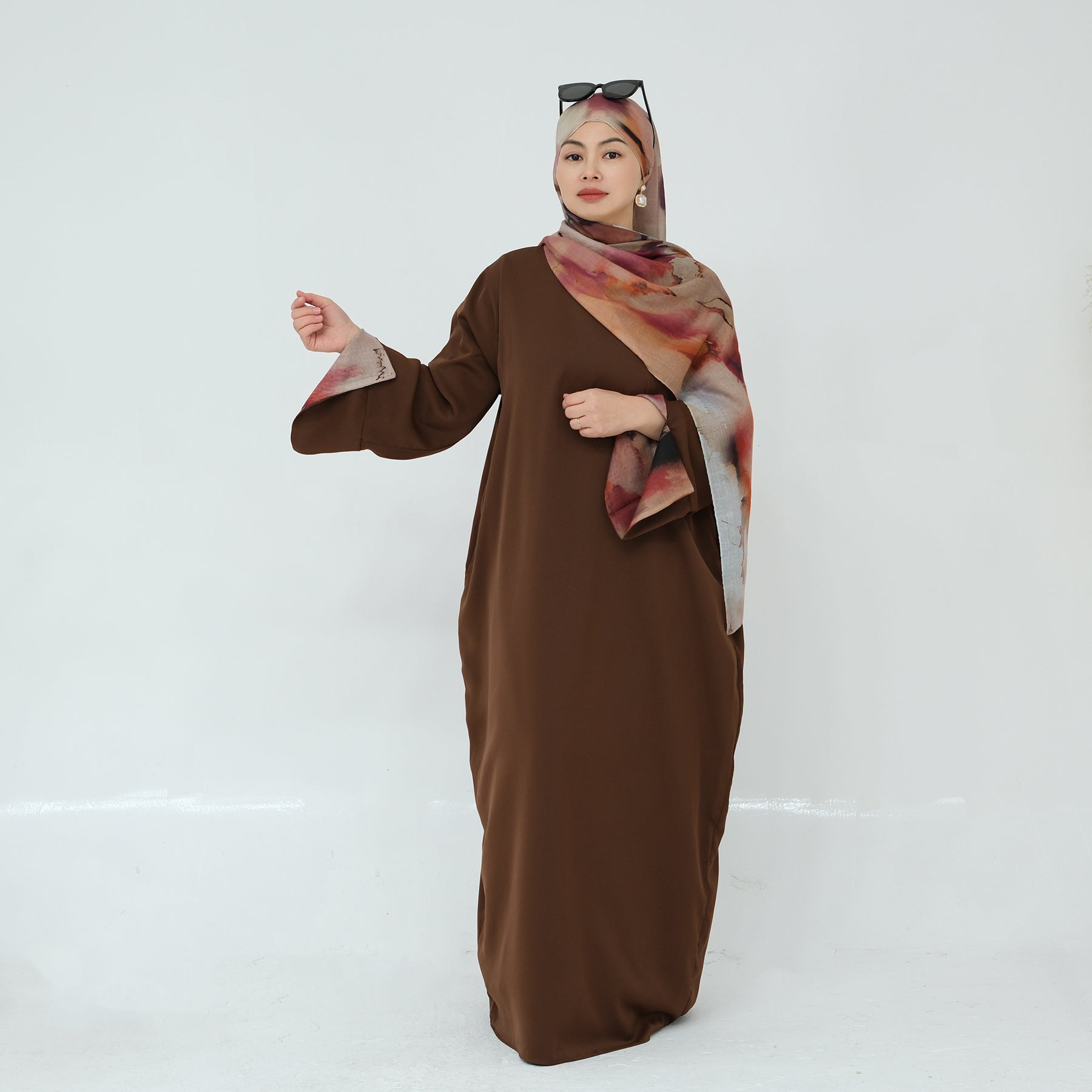 Chloe Abaya and Hijab Set - Elegant Brown Islamic Modest Dress for Women | Perfect for Prayer, Eid, and Special Occasions
