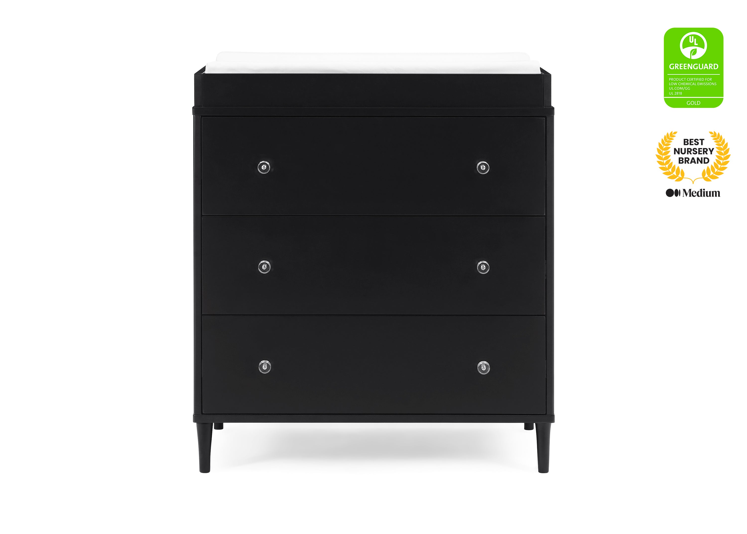 Bowie 3 Drawer Dresser with Changing Top & Interlocking Drawers - Nursery Baby Changing Table & Bedroom Storage Solution