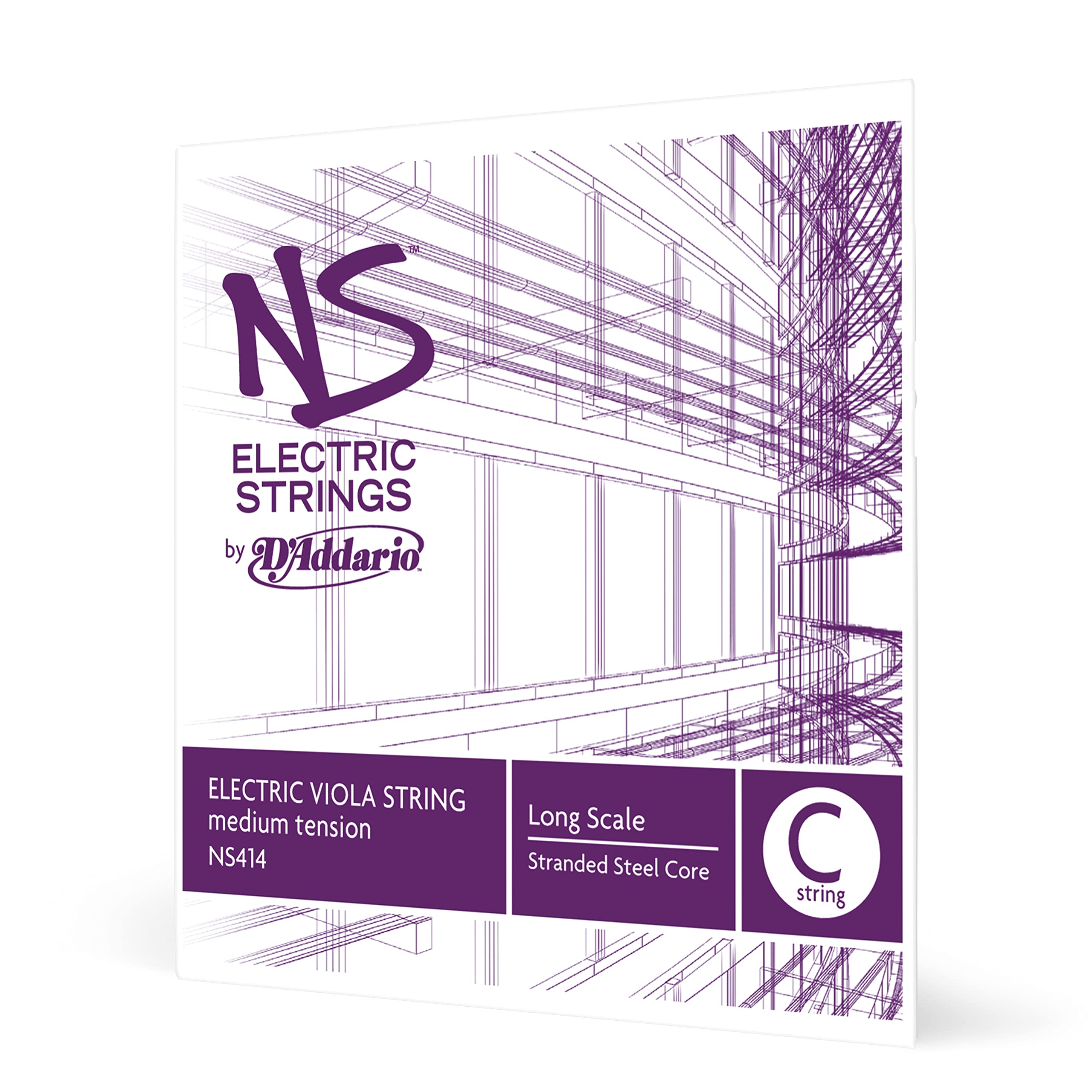 D'Addario NS Electric Viola C String - Long Scale Medium Tension Viola String for Electric Violas - Perfect for Professional Performances & Studio Recordings