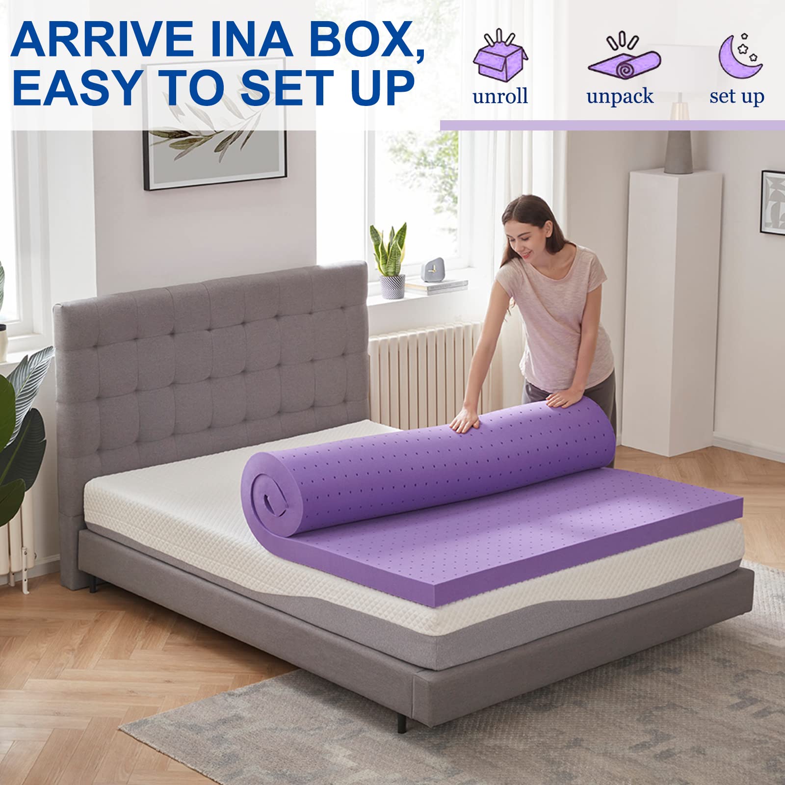 SINWEEK 3 Inch Gel Memory Foam Mattress Topper - Ventilated & Breathable for Pressure Relief - CertiPUR-US Certified California King Size - Perfect for Back Pain Relief & Hot Sleepers