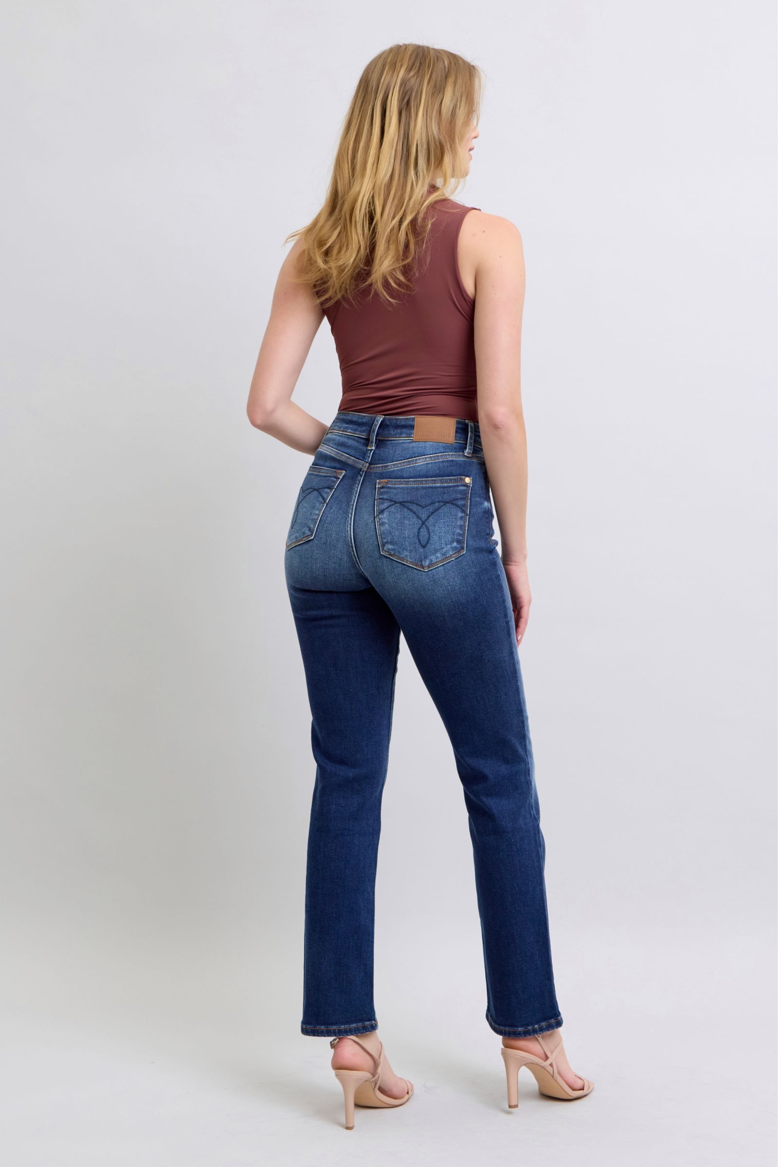 Judy Blue Washed Straight Leg Jeans for Women - Stretch Denim with Front & Back Pockets | Comfortable Casual Wear for Everyday Outfits, Work & Weekend Style