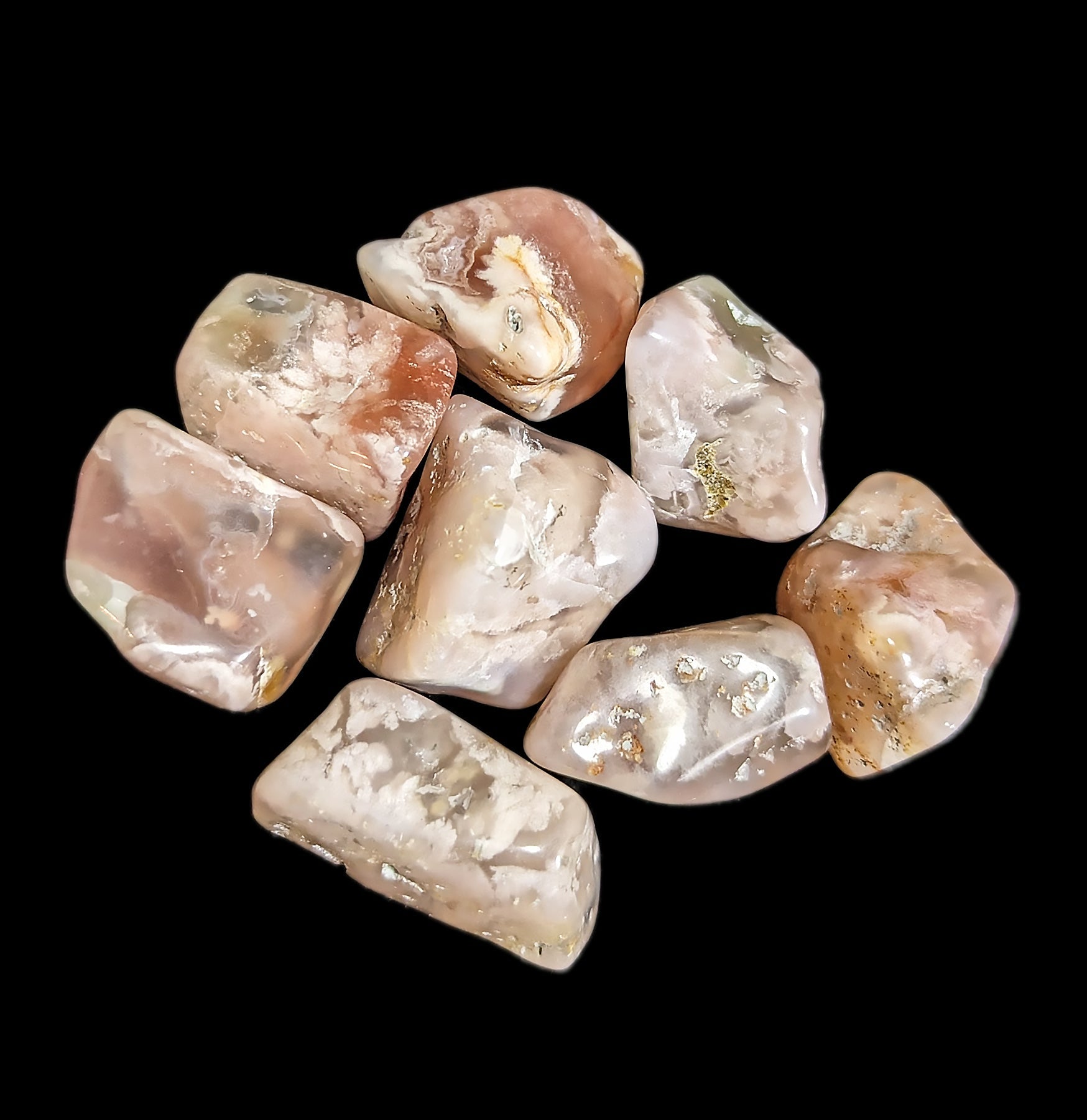 Healing Tumbled Flower Agate Stone - Natural Polished Gemstone for Meditation, Jewelry Making & Home Decor - Perfect for Stress Relief & Spiritual Energy