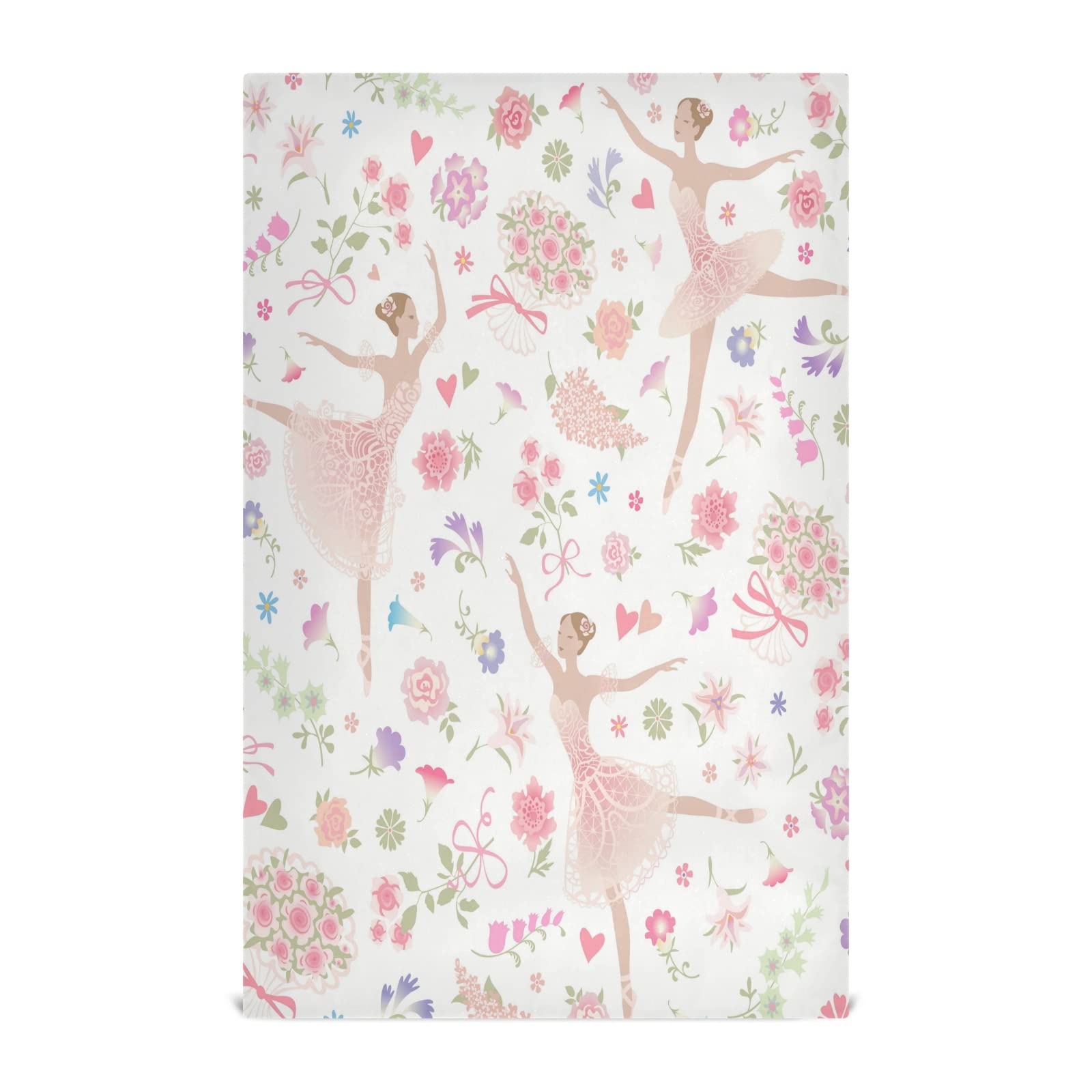 ALAZA 4-Pack Super Absorbent Soft Kitchen Towels - 18 x 28 Inch Dish Cloths, Tea Towels with Dancing Ballerina & Heart Floral Design | Perfect for Kitchen, Bar, Dish Drying & Home Decor