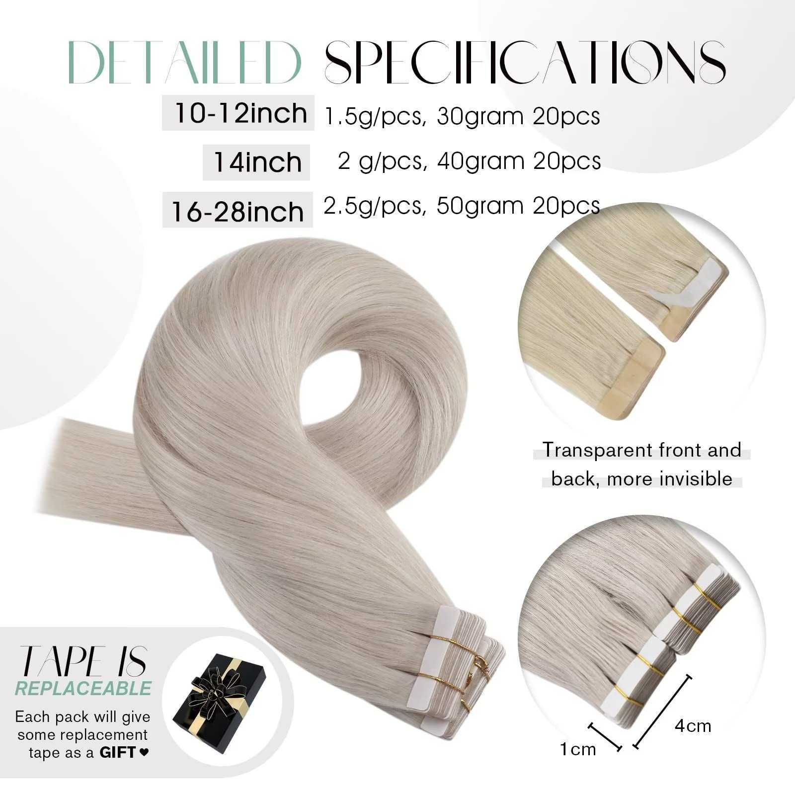 22 Inch Tape in Hair Extensions - 20 Pieces 50G Remy Human Hair for Seamless Blending & Volume - Perfect for Weddings, Parties & Daily Styling