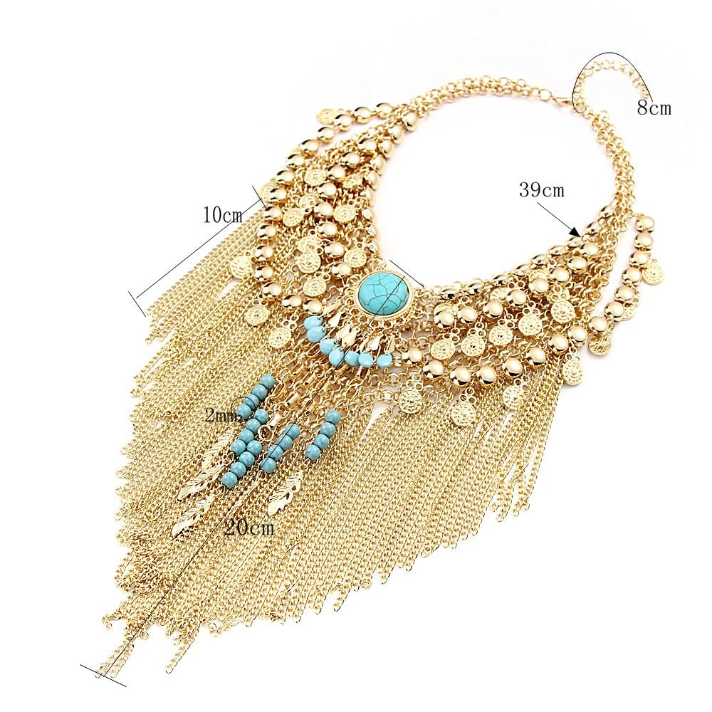 Boho Statement Tassel Pendant Necklace for Women - Elegant Layering Chain Jewelry with Beaded Details | Perfect for Casual Outfits, Festivals, and Boho Chic Style