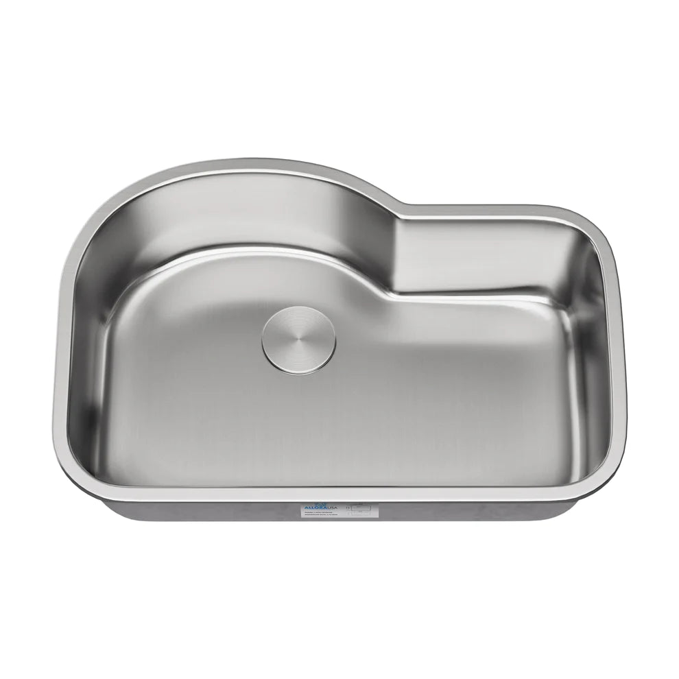Allora USA ND 3222 32x22x9 Inch 18 Gauge Stainless Steel Undermount Kitchen Sink - Durable & Stylish for Modern Kitchens, Perfect for Food Prep and Dishwashing