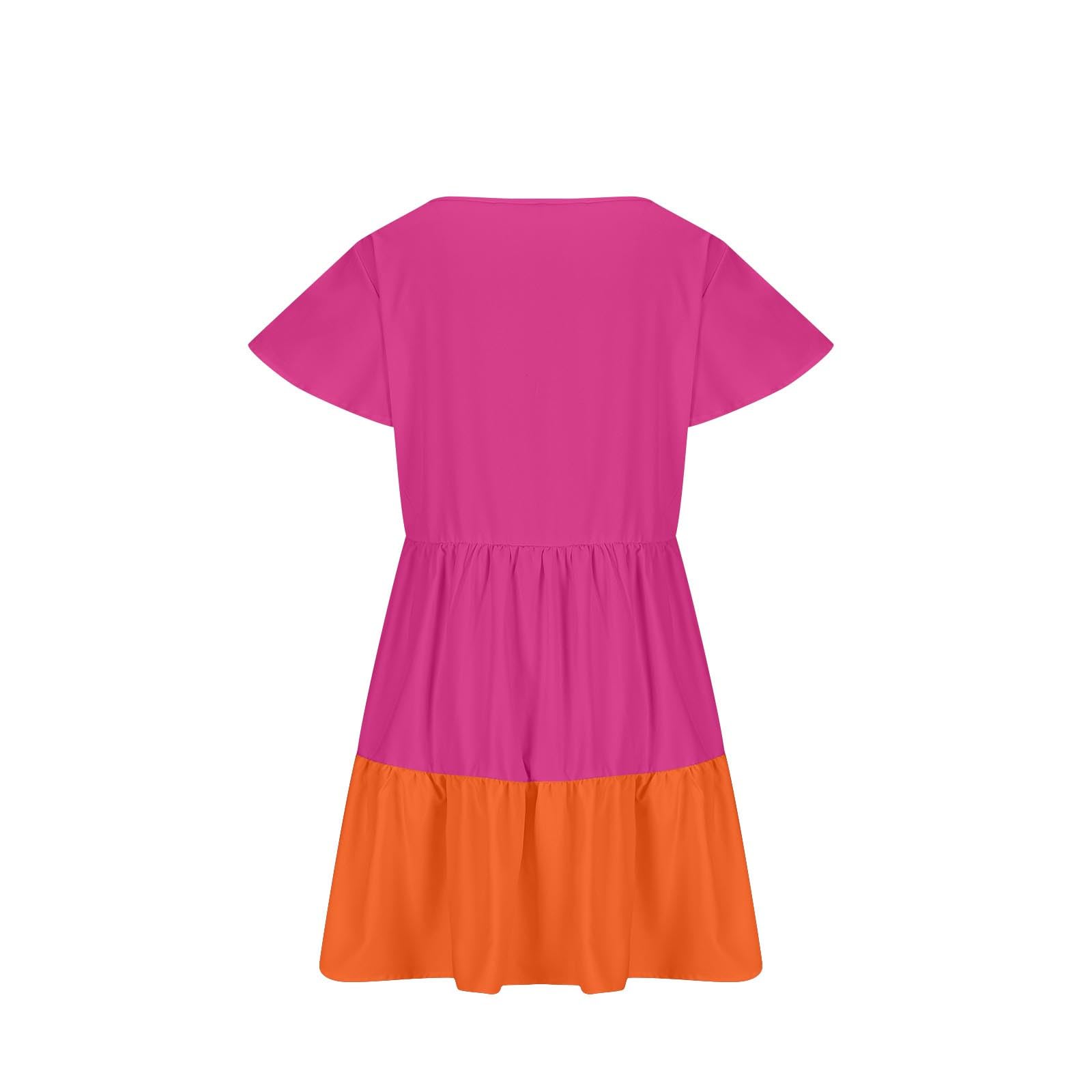 Yardsong Women's Summer Casual Boho Dress 2025 - A-Line Ruffle Sleeve Keyhole Mini Dress for Beach Vacation, Party & Outdoor Date | Lightweight Swing Dress for Tropical Getaway, Music Festival & Summer Outings