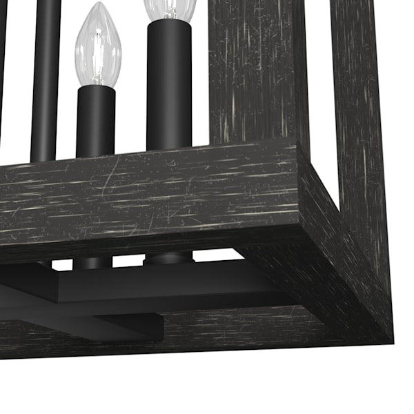 Hunter Squire Manor 4-Light 12-Inch Matte Black Pendant Light - Perfect for Kitchen Island, Dining Room, or Entryway Lighting