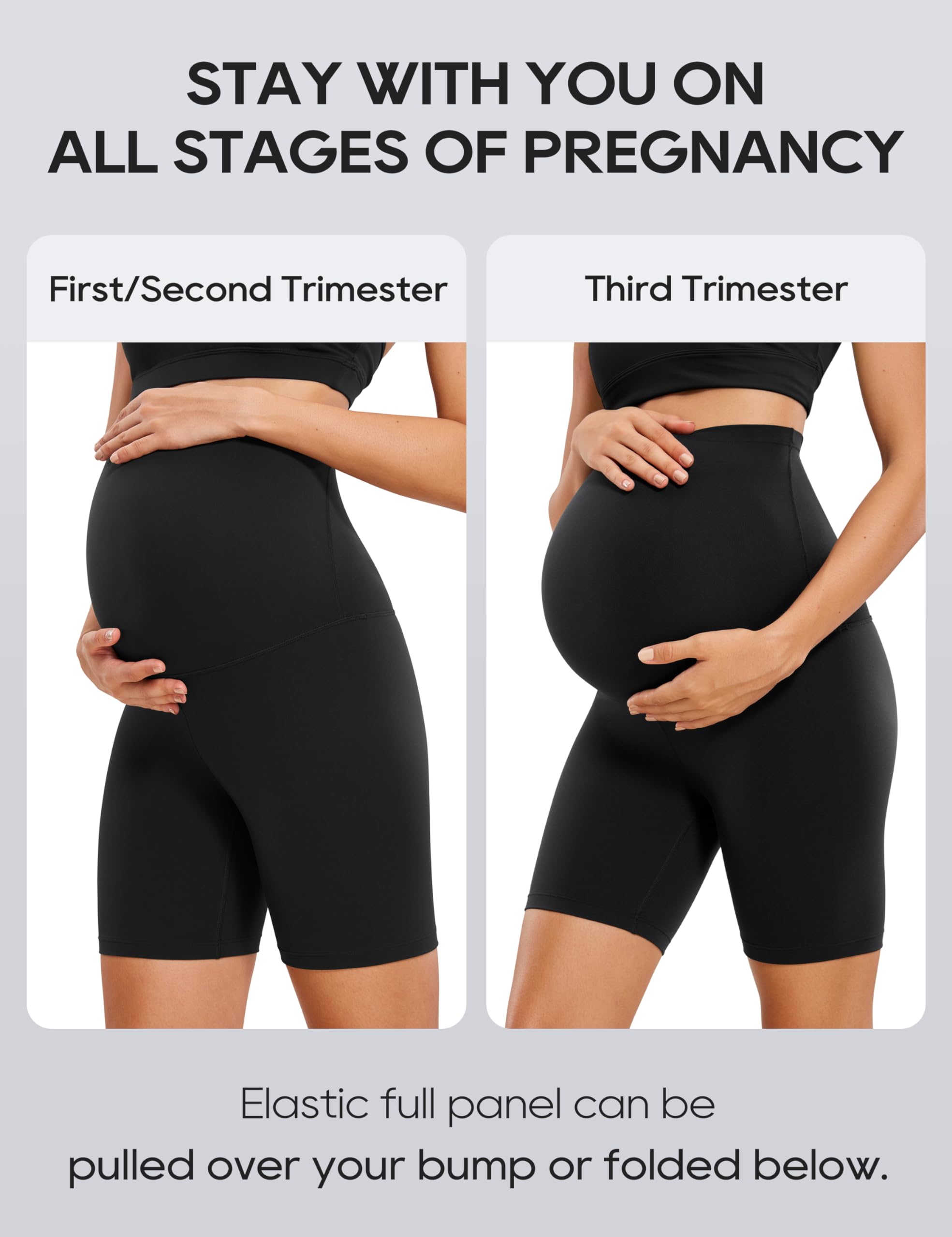 CRZ YOGA Women's Butterluxe Maternity Bike Shorts - Over The Belly 6