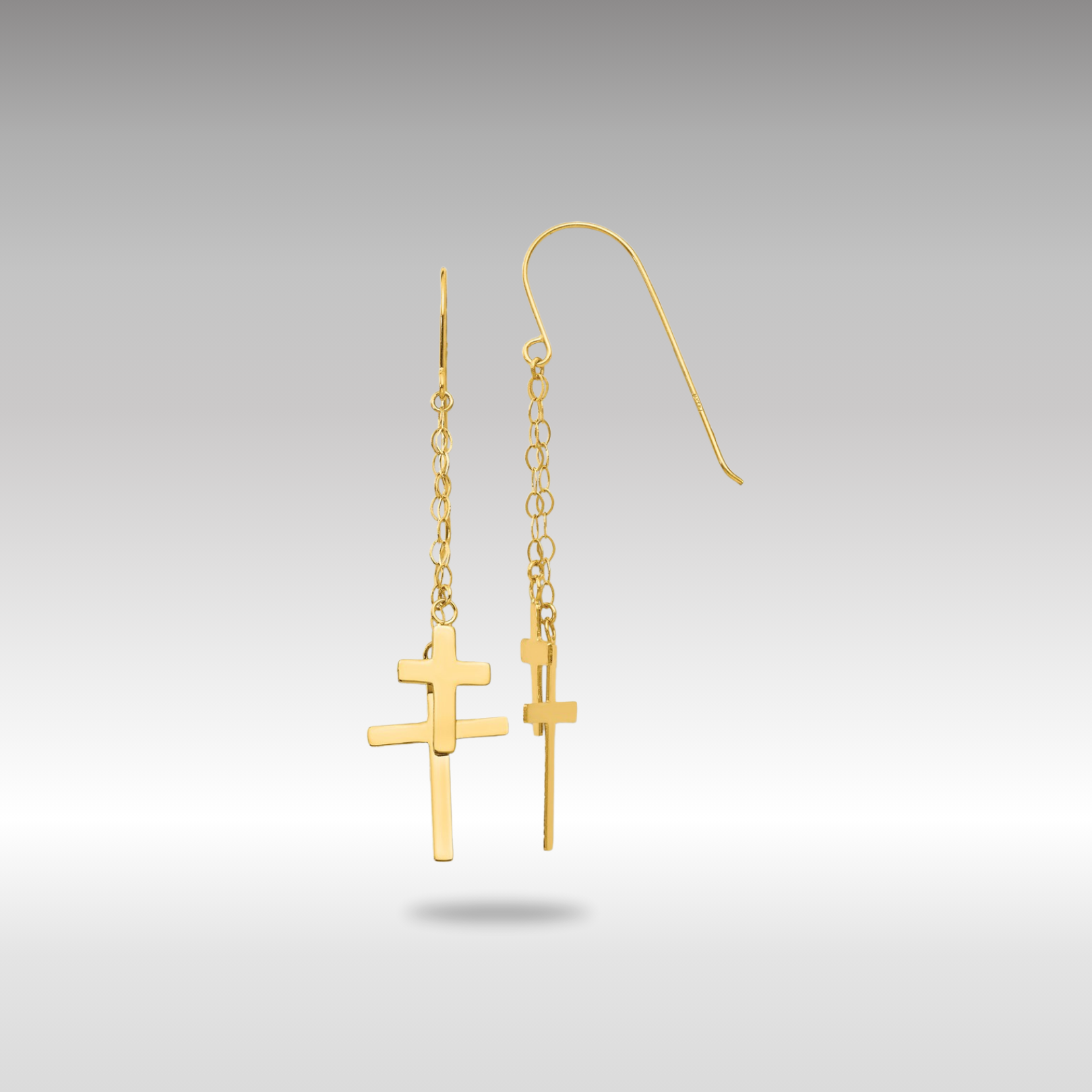 Gold Cross Dangle Earrings for Women - 14K Gold Plated Shepherd Hook H1089 - Perfect for Church, Weddings & Everyday Wear