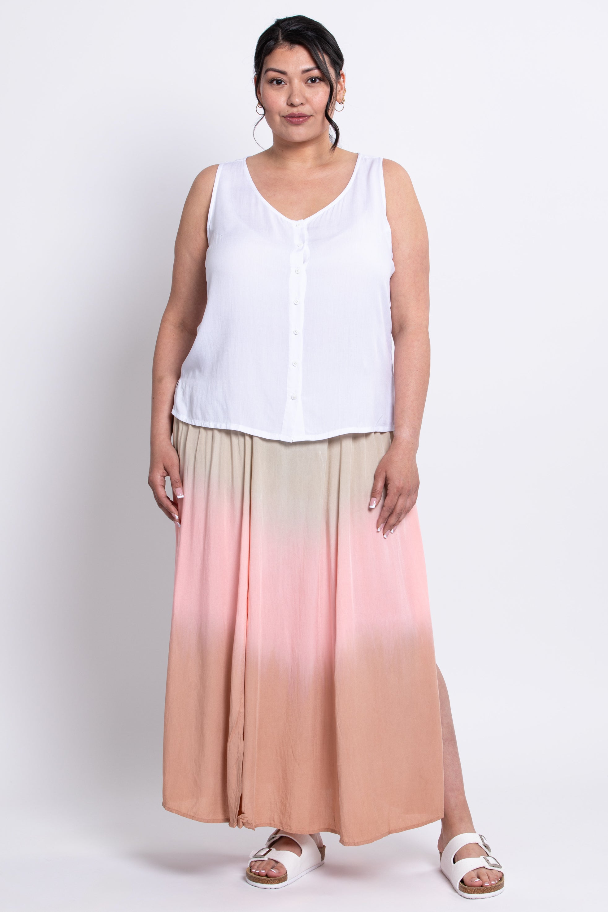 Stylish Tan Dip Dye Comfortable Skirt for Women - Perfect for Casual Outings, Beach Vacations & Summer Fashion
