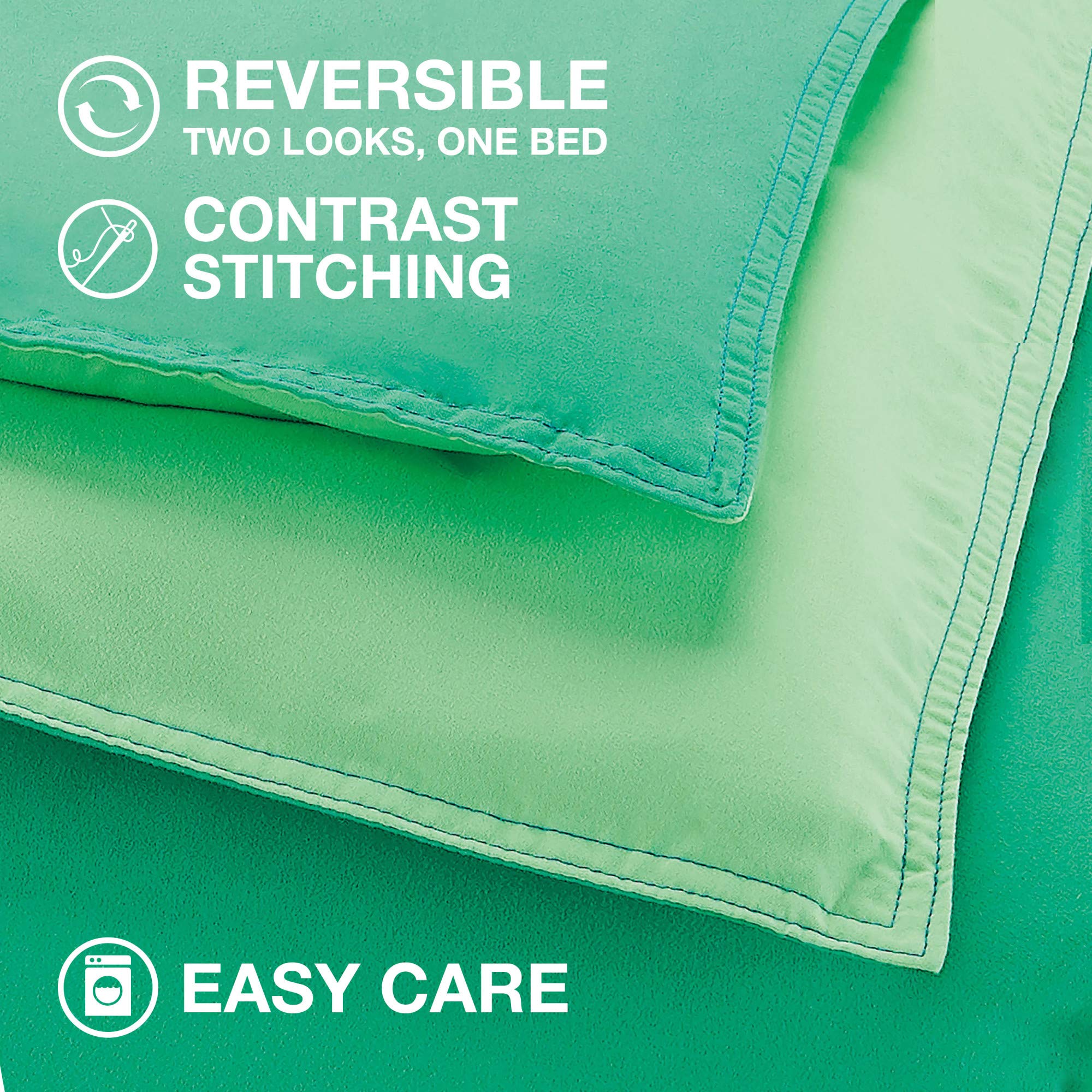Utica® Solid Reversible King Size Green Comforter Set - 100% Cotton Bedding for All Seasons | Perfect for Master Bedroom, Guest Room & Cozy Home Decor