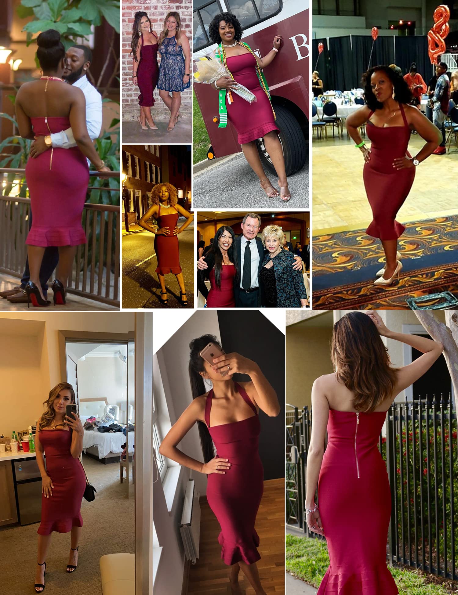 Elegant Women's Halter Fishtail Bandage Party Dress - Perfect for Wedding Guest, Cocktail Party & Evening Events