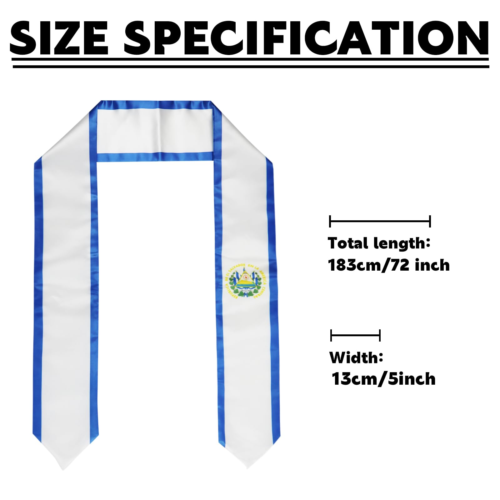 El Salvador Flag Graduation Stole - International Student Study Abroad Sash for Men & Women - Commencement Shawl Scarf for University Graduation Ceremony | Perfect for Cultural Pride & Academic Achievements