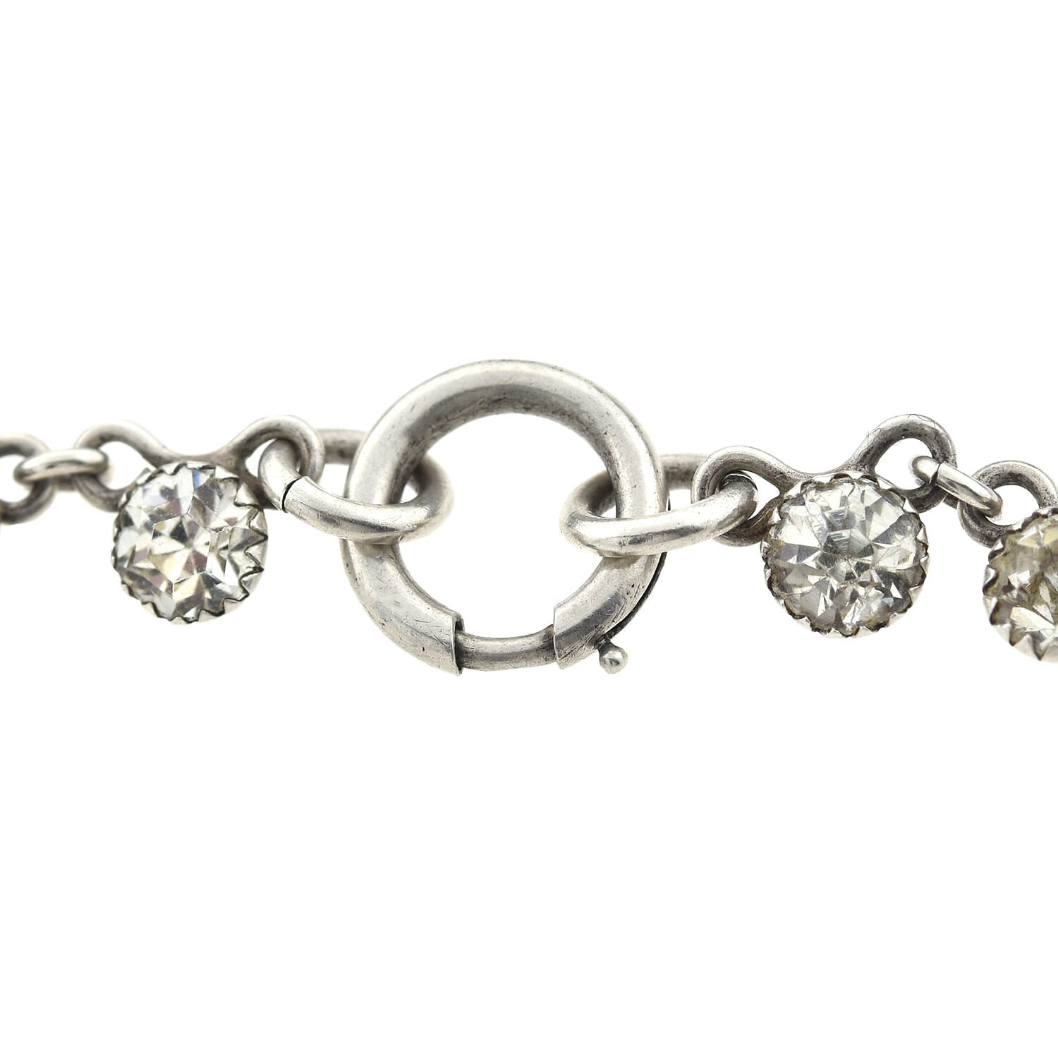 Edwardian Sterling Silver & Paste Drop Riviere Necklace | Vintage Jewelry for Weddings, Parties & Special Occasions