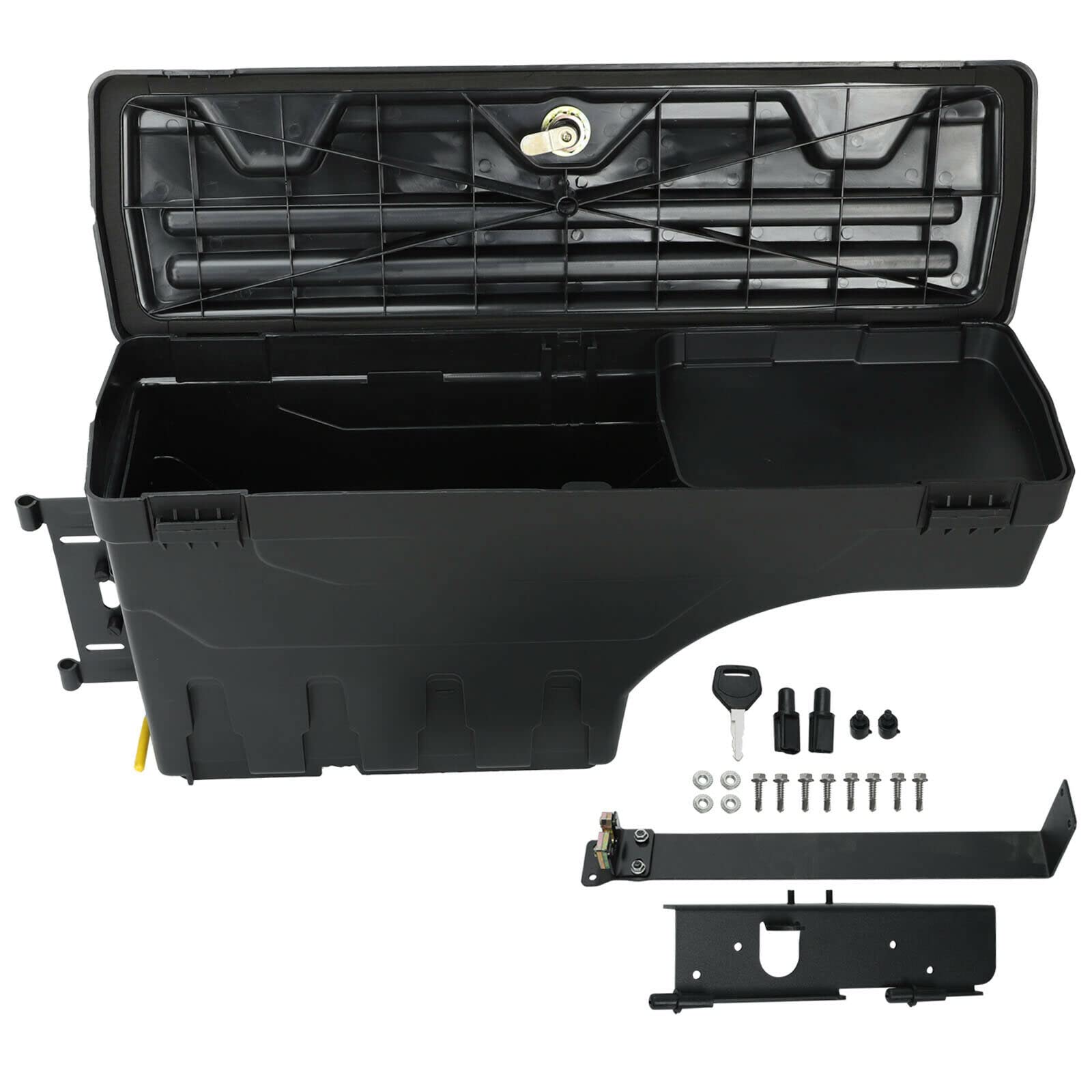 VOWAGH Lockable Truck Bed Tool Box - Left Side Wheel Well Storage Case Compatible with 1999-2016 Ford F-250 & F-350 (SC200D) | Durable Weatherproof Tool Organizer for Construction, Farming & Off-Road Adventures