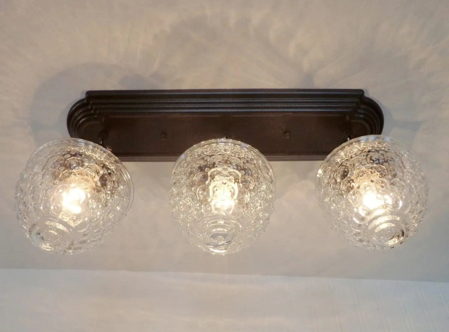 Vintage Rectangular Glass Ceiling Light Fixture with Triple Chain Hanging - Perfect for Dining Room, Kitchen Island or Bedroom Lighting