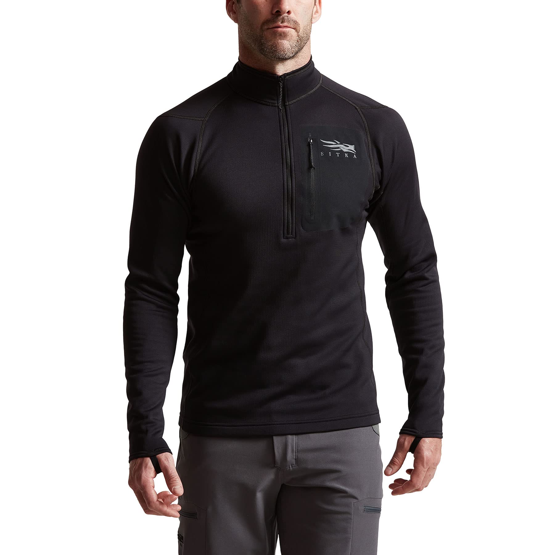 SITKA Gear Men's Core Midweight Zip-T Long Sleeve Hunting Shirt - Moisture Wicking & Odor Resistant for Outdoor Adventures, Hunting, and Hiking