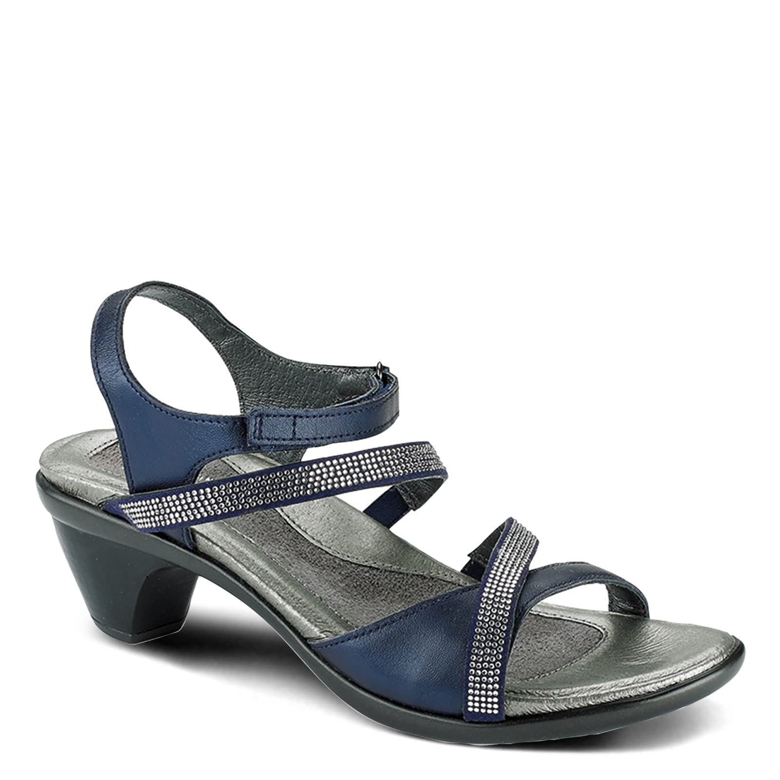 NAOT Women's Rhinestone Heel Sandals with Cork Footbed & Arch Support - Adjustable Ankle Strap - Comfortable Walking Shoes for Travel, Weddings & Summer Outfits