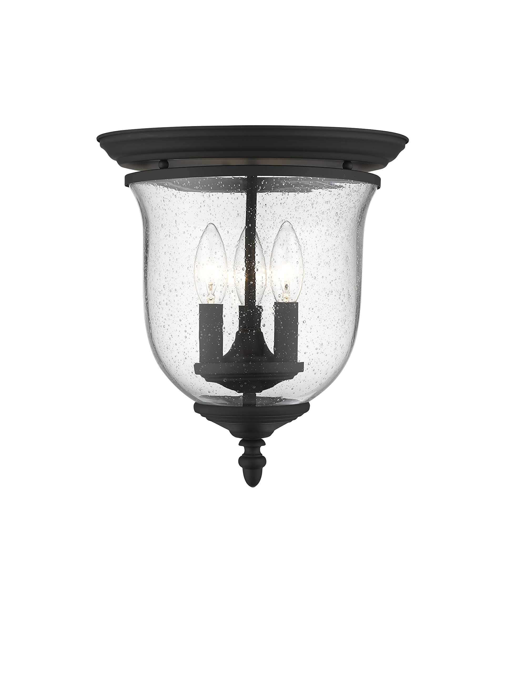 Livex Lighting 5024-04 Legacy 3-Light Black Ceiling Mount Fixture - Modern Flush Mount Lighting for Bedroom, Hallway & Living Room