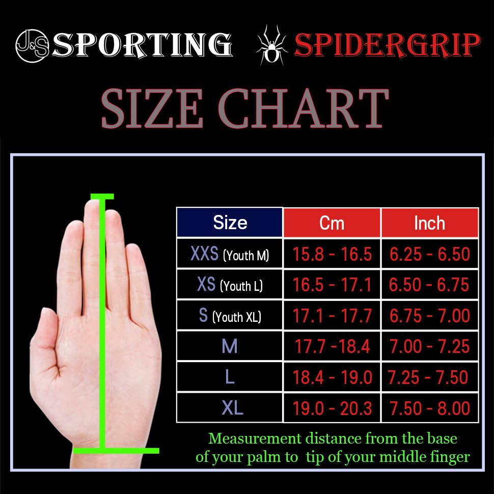 J&S Sporting Spider Grip Baseball & Softball Batting Gloves for Men & Youth - Perfect for Training, Games & Outdoor Sports Activities