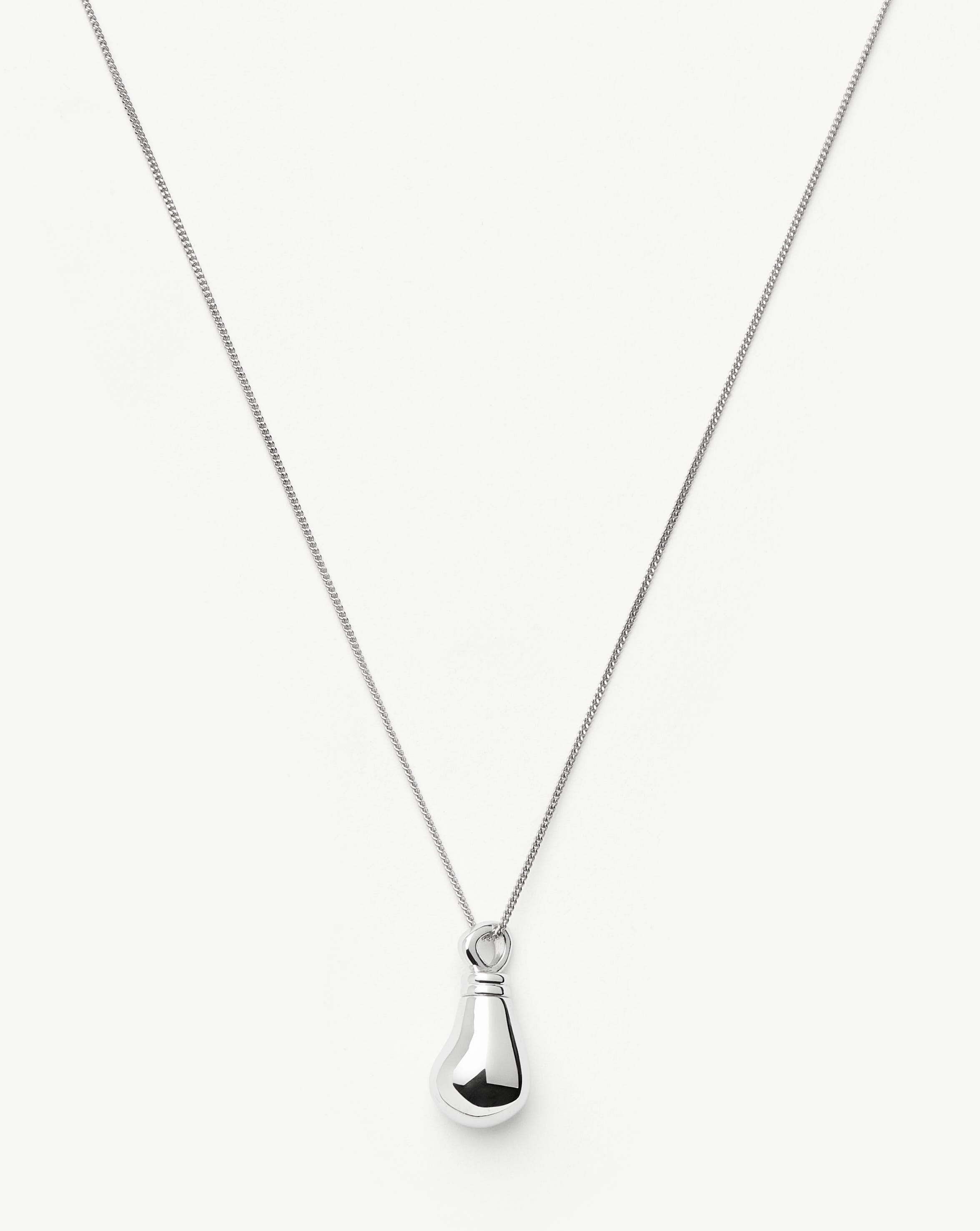 Silver Plated Message in a Bottle Droplet Pendant Necklace - Romantic Gift for Her, Beach Wedding Jewelry, Anniversary Keepsake