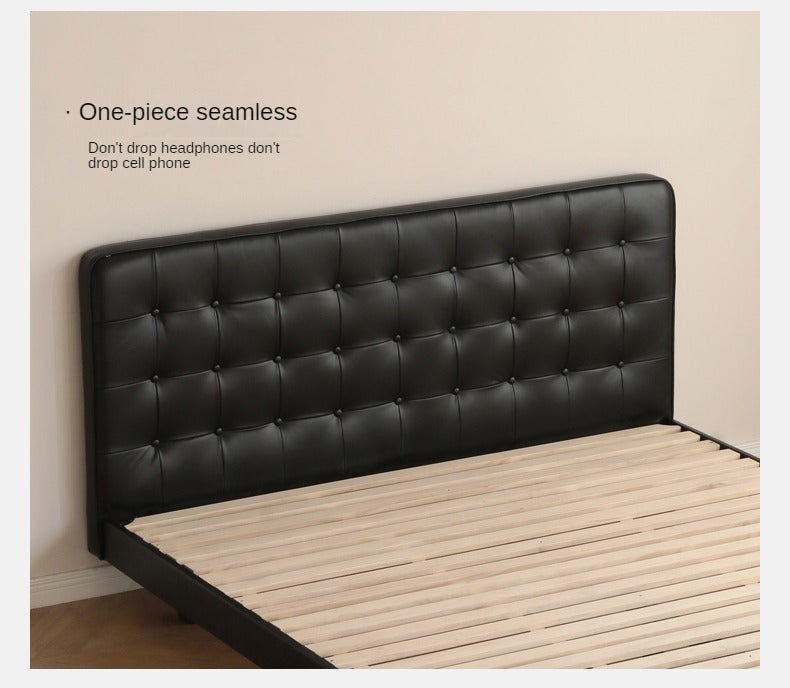 Premium Black Leather Suspension Bed - Luxurious & Durable for Bedroom, Guest Room, or Dorm - Enhances Comfort & Style