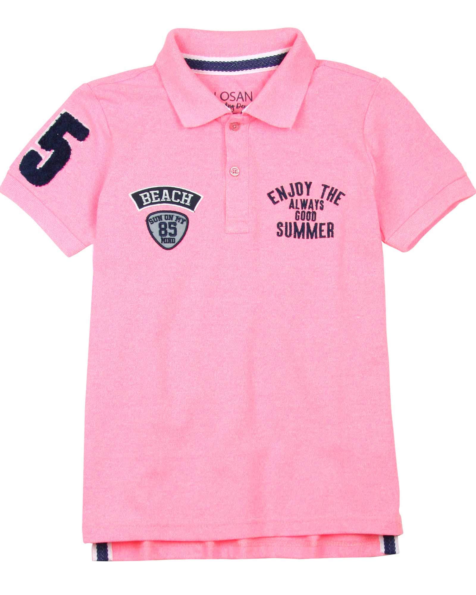Losan Boys Polo Shirt with Embroidered Patches - Comfortable Cotton Short Sleeve Shirt for Kids Ages 8-16 - Perfect for School Uniforms, Casual Wear & Special Occasions