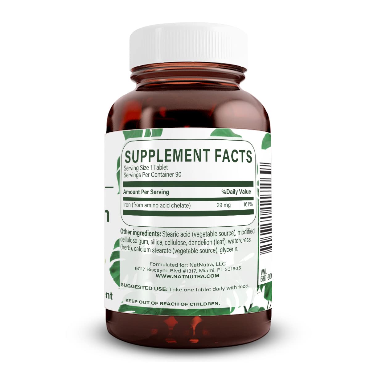 Natural Nutra Chelated Iron Supplement for Men & Women - Supports Nail, Skin & Hair Health - Enhances Iron Levels & Absorption - Gluten Free - 90 Tablets - Ideal for Anemia Support & Energy Boost