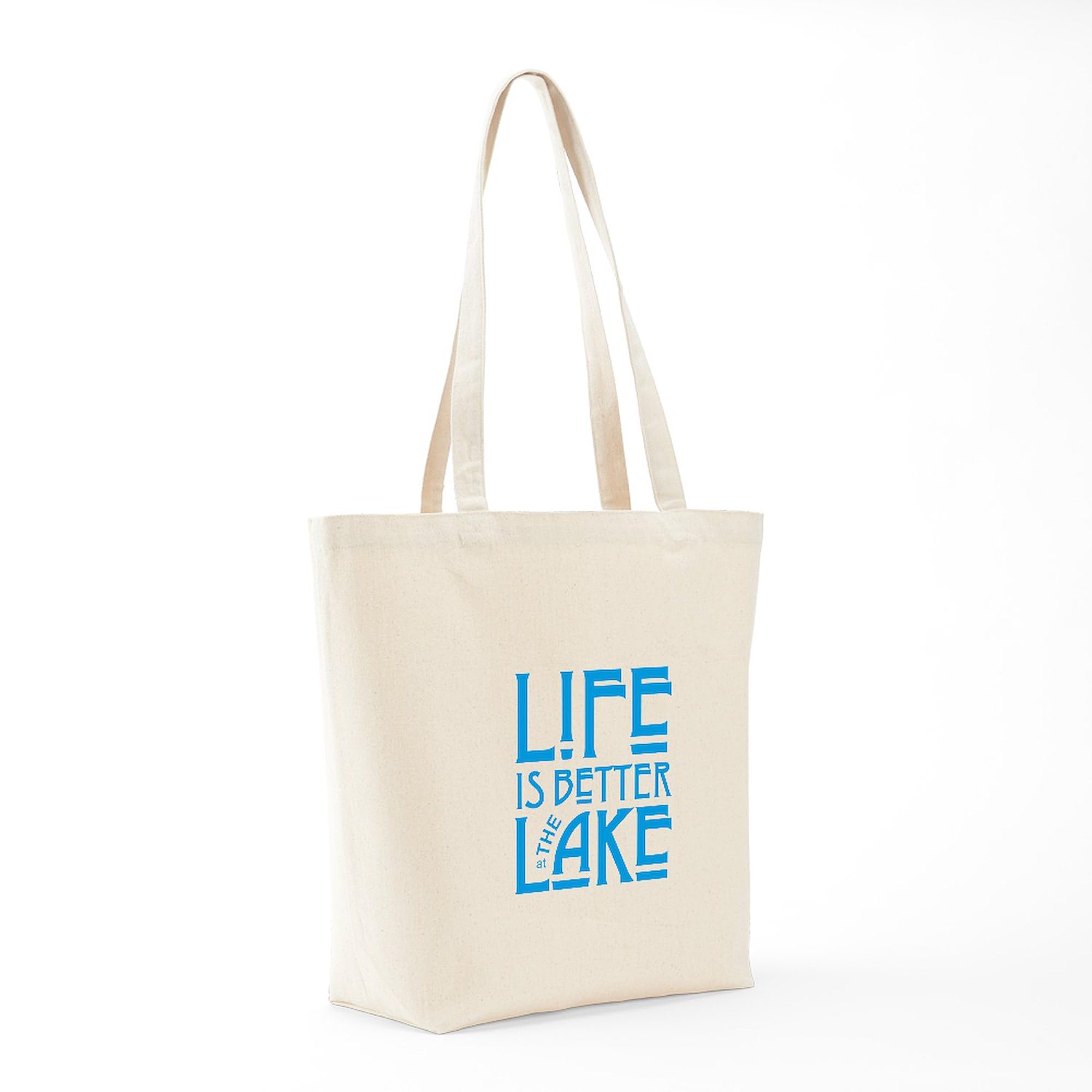 Life Is Better At The Lake Tote Bag - Natural Canvas Reusable Shopping Bag for Groceries, Beach Trips & Daily Errands