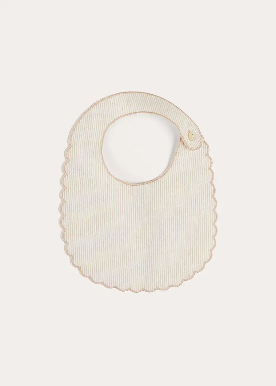 Waterford Striped Baby Bib in Beige - Soft Cotton Drool Bib for Infants & Toddlers - Perfect for Feeding Time, Teething, and Messy Play