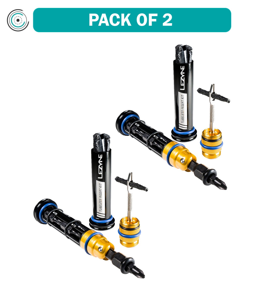 2 Pack Lezyne Dual Insert Tubeless Tire Repair Kit - Multitool & Plug Kit for Bike, Motorcycle & ATV - Emergency Puncture Fix for On-the-Go Riders