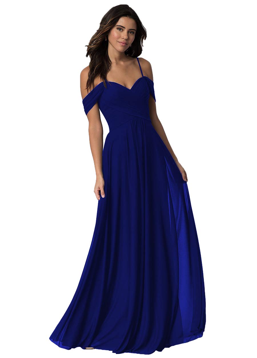 Elegant Off Shoulder Chiffon Bridesmaid Dress for Women - Flowy Long Wedding Guest Gown MD1201 | Perfect for Beach Weddings, Formal Events & Special Occasions