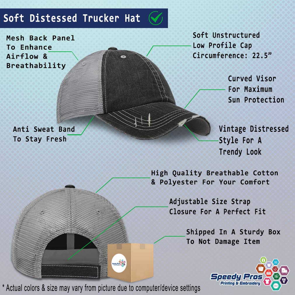 Distressed Trucker Hat for Men & Women - Speedy Pros Christian Faith Jesus Design - Cotton Adjustable Cap for Outdoor, Casual & Religious Events