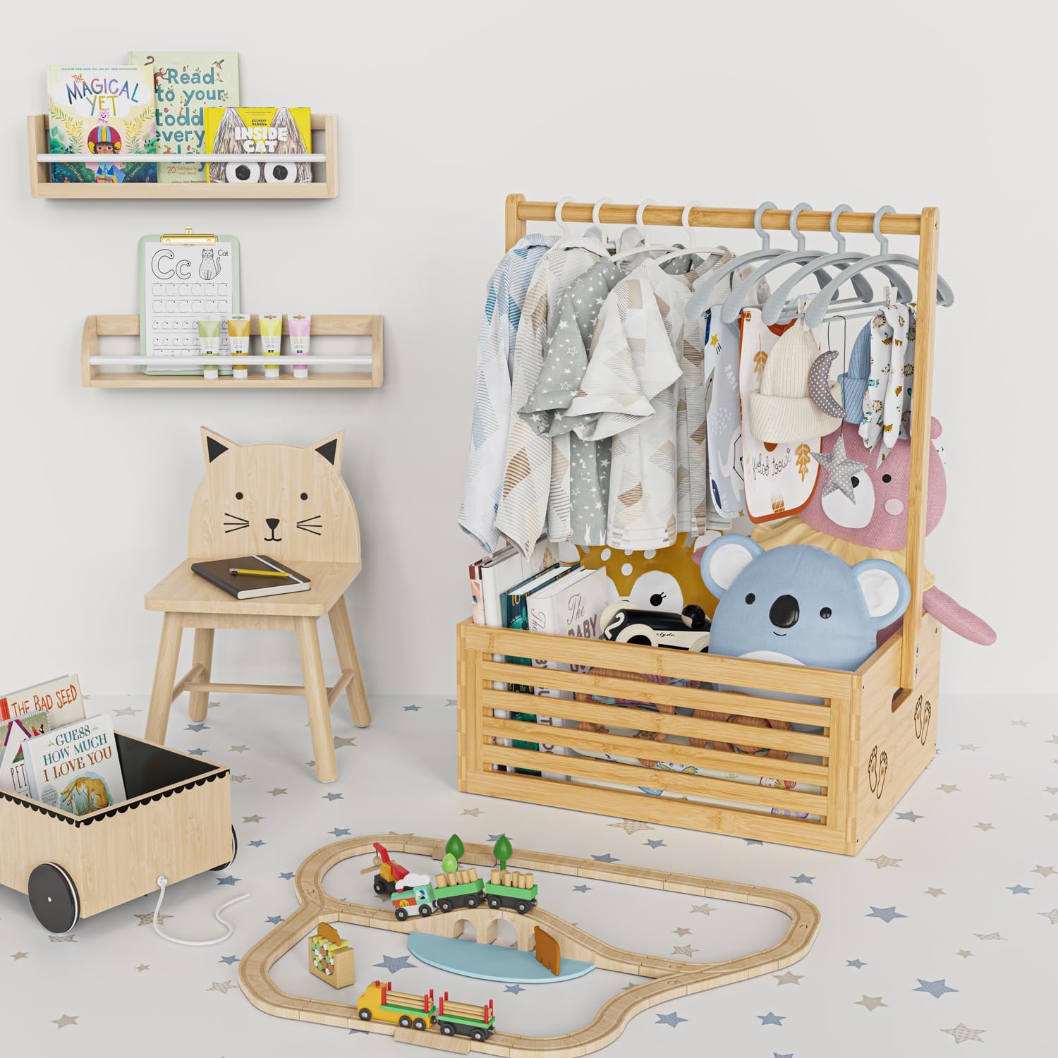 Baby Shower Gift Basket with Handle - Bamboo Storage Hamper & Welcome Crate for Newborn Boys Girls - Perfect Pregnancy Gift for New Parents (Natural) - Ideal for Baby Showers, Nursery Storage & New Parent Gifts