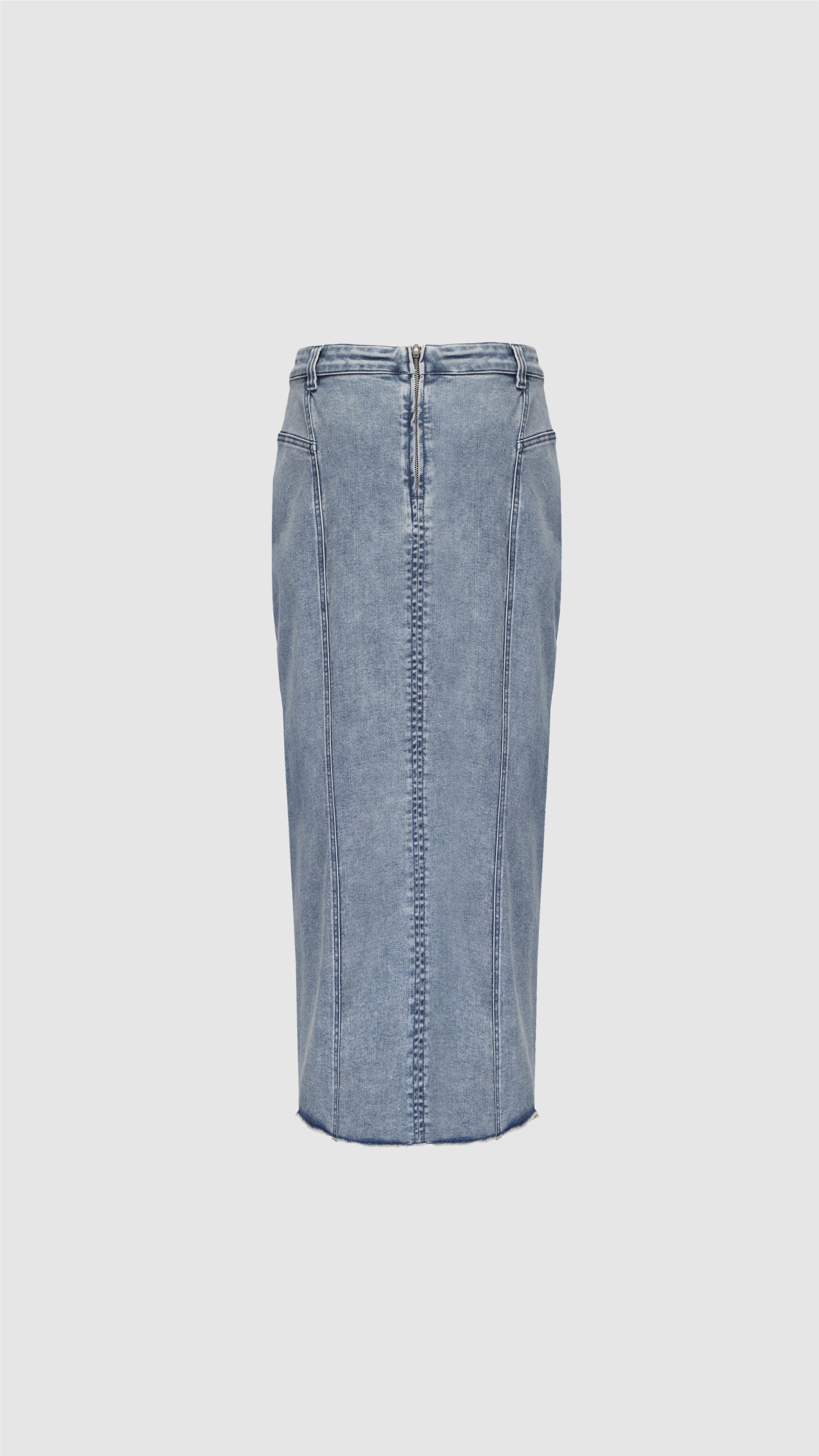 Vintage Rebuilt Denim Pencil Skirt for Women - High Waist Distressed Denim Skirt with Side Slits - Perfect for Casual Outfits, Office Wear & Date Nights