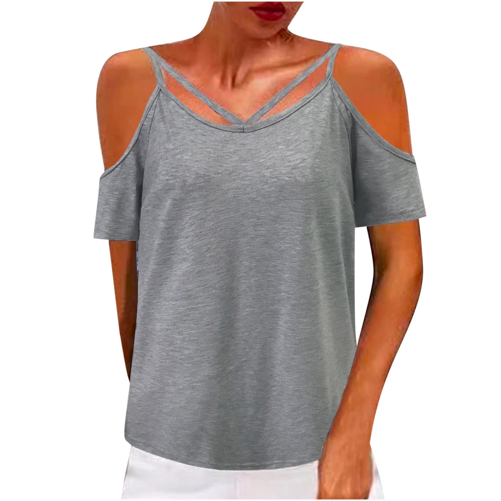 Women's Summer Cold Shoulder Tops - Sexy Cutout Blouses & Elegant Plain T-Shirts for Casual Wear, Parties & Date Nights | Regular Fit Solid Color Going Out Shirts