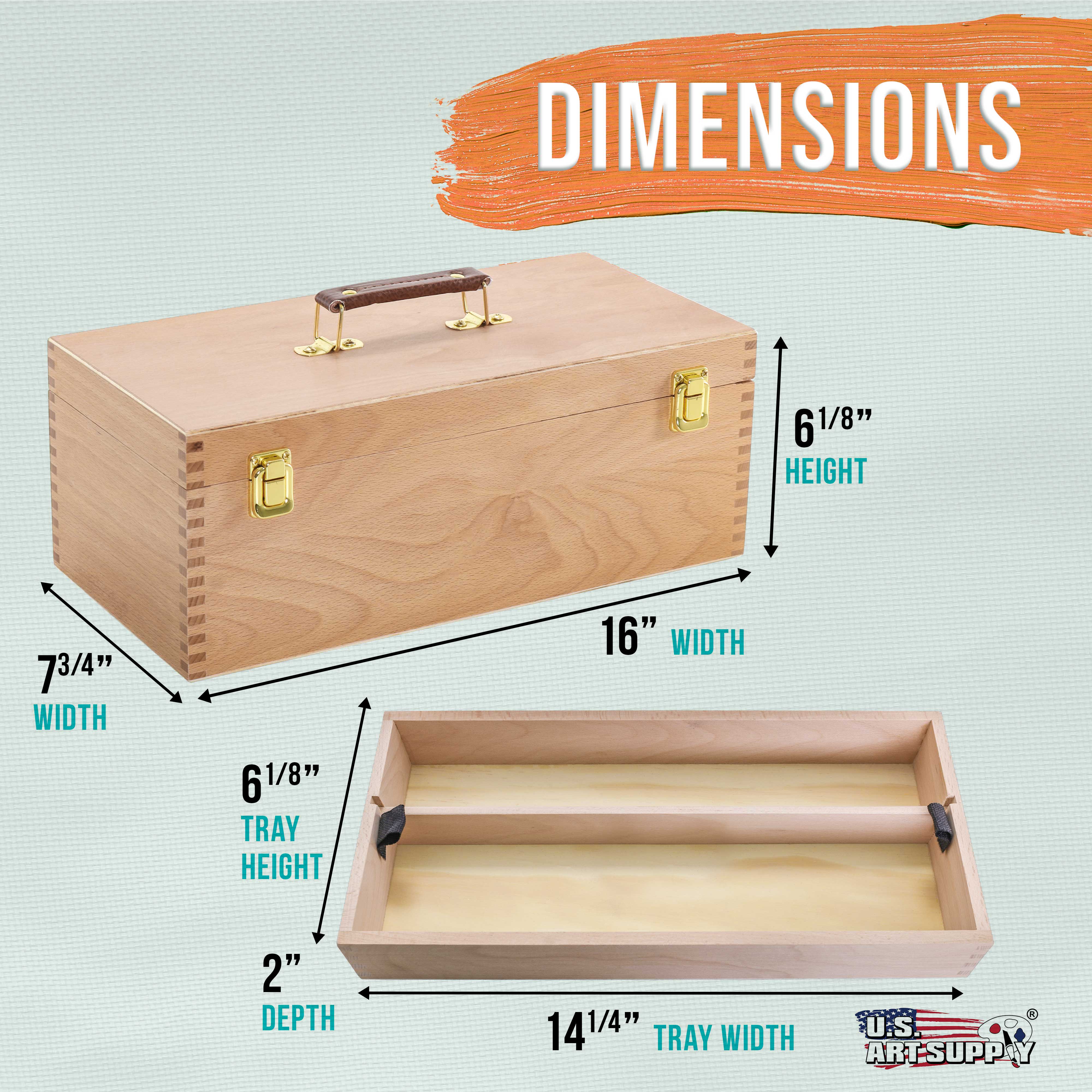 Multi-Function Unfinished Beechwood Artist Tool Storage Box with Removable Tray & Locking Clasps - Organize Paints, Pencils, Brushes & Art Supplies - Perfect for Artists, Crafters & DIY Enthusiasts - Portable & Secure for Studio, Classroom or Travel Use