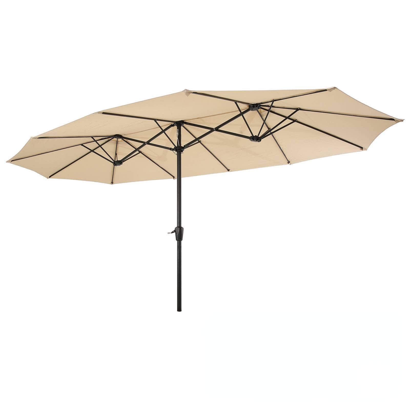 15x9ft Large Double-Sided Rectangular Outdoor Steel Twin Patio Market Umbrella with Crank Handle - Burgundy Red | Perfect for Poolside, Backyard, Restaurant, and Beach Shade