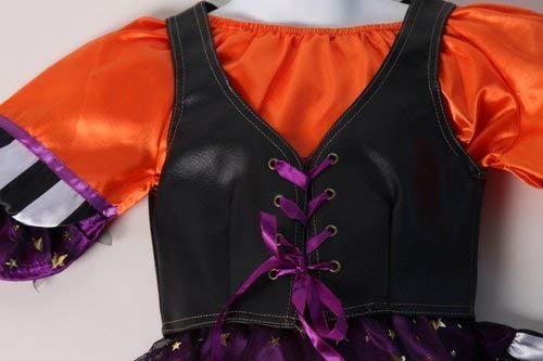 Funky Orange, Black & Purple Striped Witch Dress & Vest for Girls - Choose Size (3/4) | Halloween Costume, Dress-Up Party, Cosplay Outfit