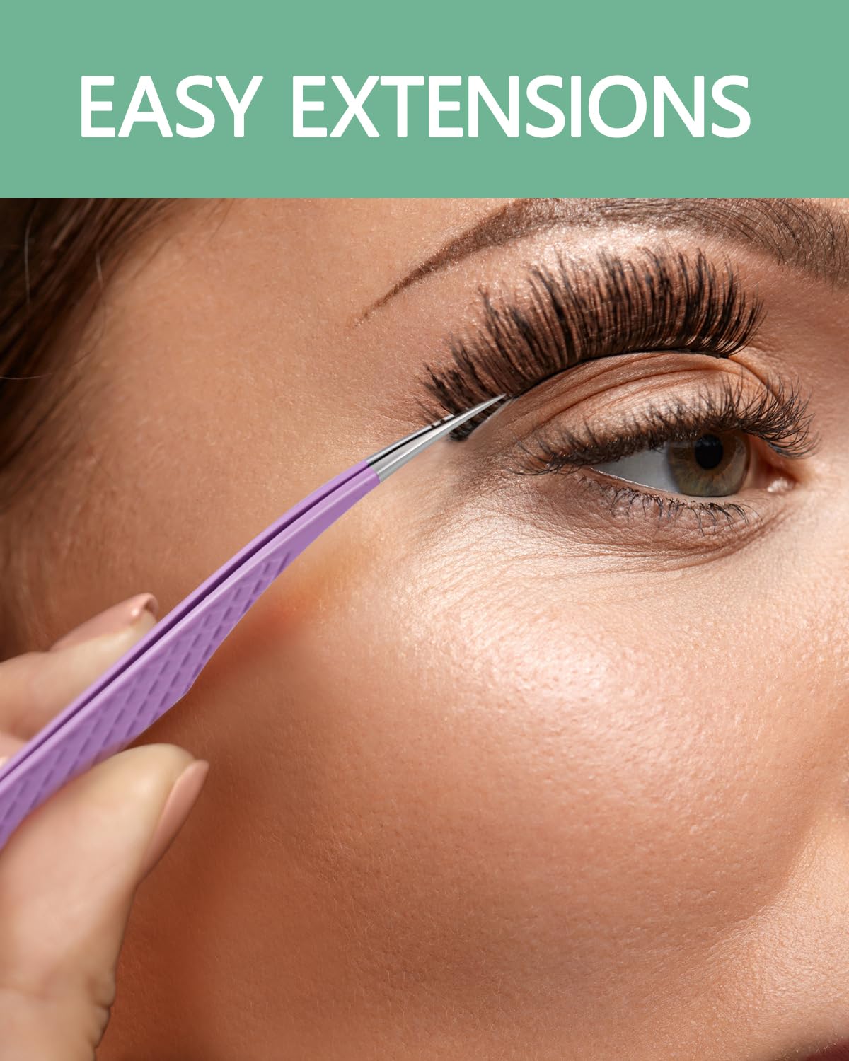 Professional Curved Eyelash Extension Tweezers for Isolation & Fanning - MORGLES Volume Lash Tweezers with Storage Bag (Purple) - Perfect for Salon, DIY Lash Extensions & Professional Stylists
