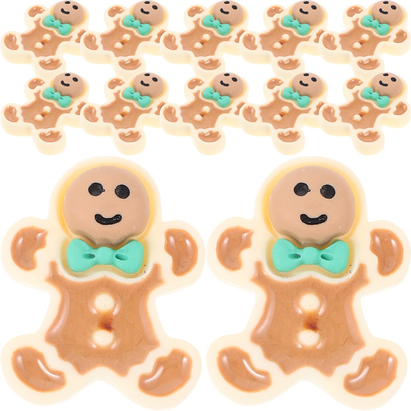 NUOBESTY 40pcs Resin Gingerbread Man Ornaments - Christmas Tree Decorations, DIY Crafts, Phone Case & Keychain Accessories - Perfect for Holiday Decor, Gift Giving, and Festive Home Party Scenes